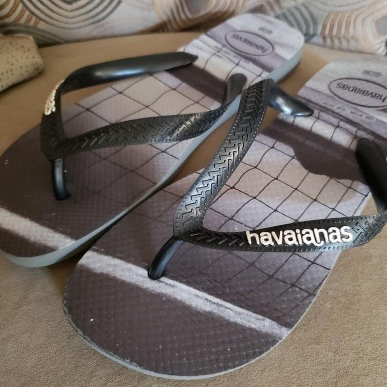 Havaianas Flip Flops Slippers. Gray Black color with. Depop