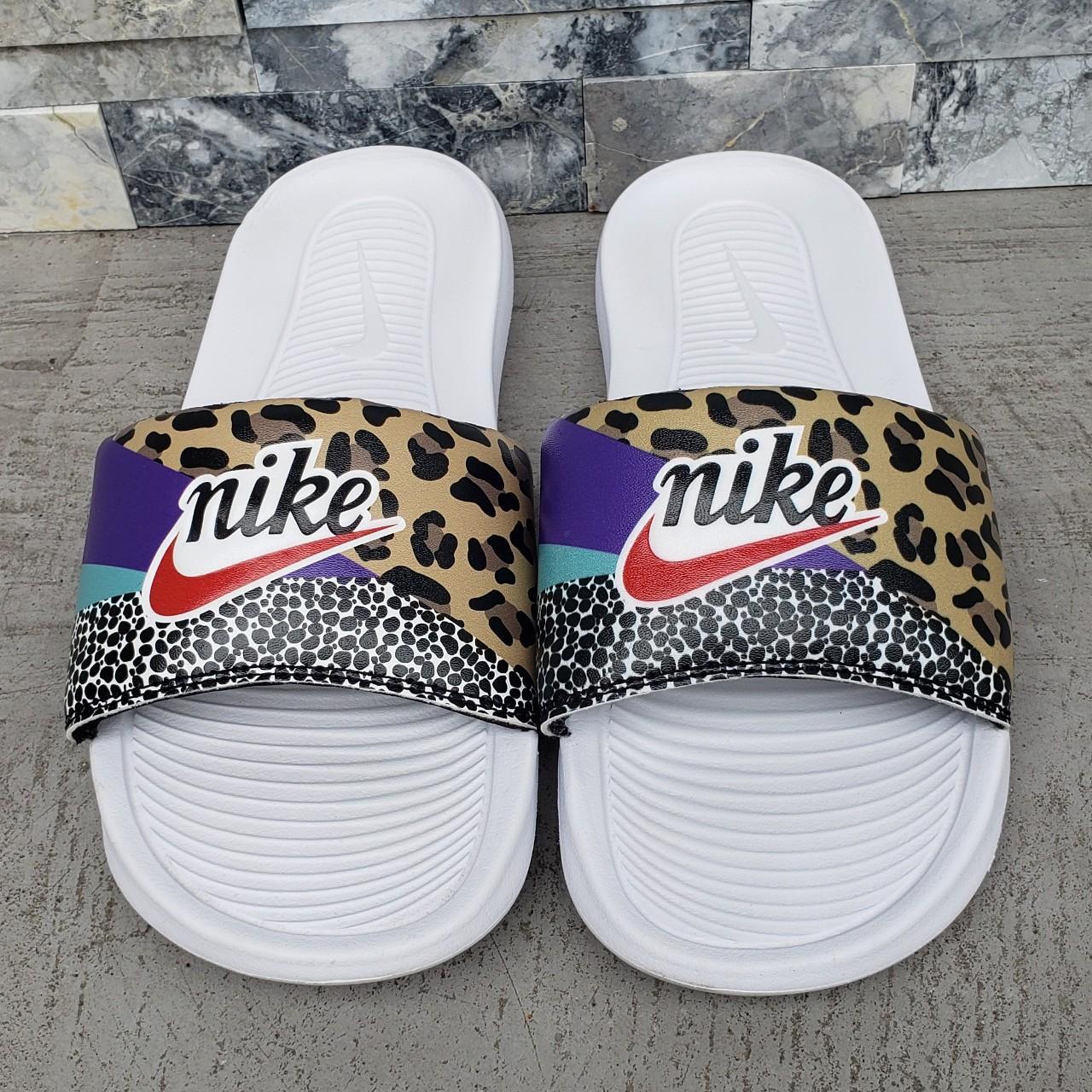 Leopard print nike slides sale