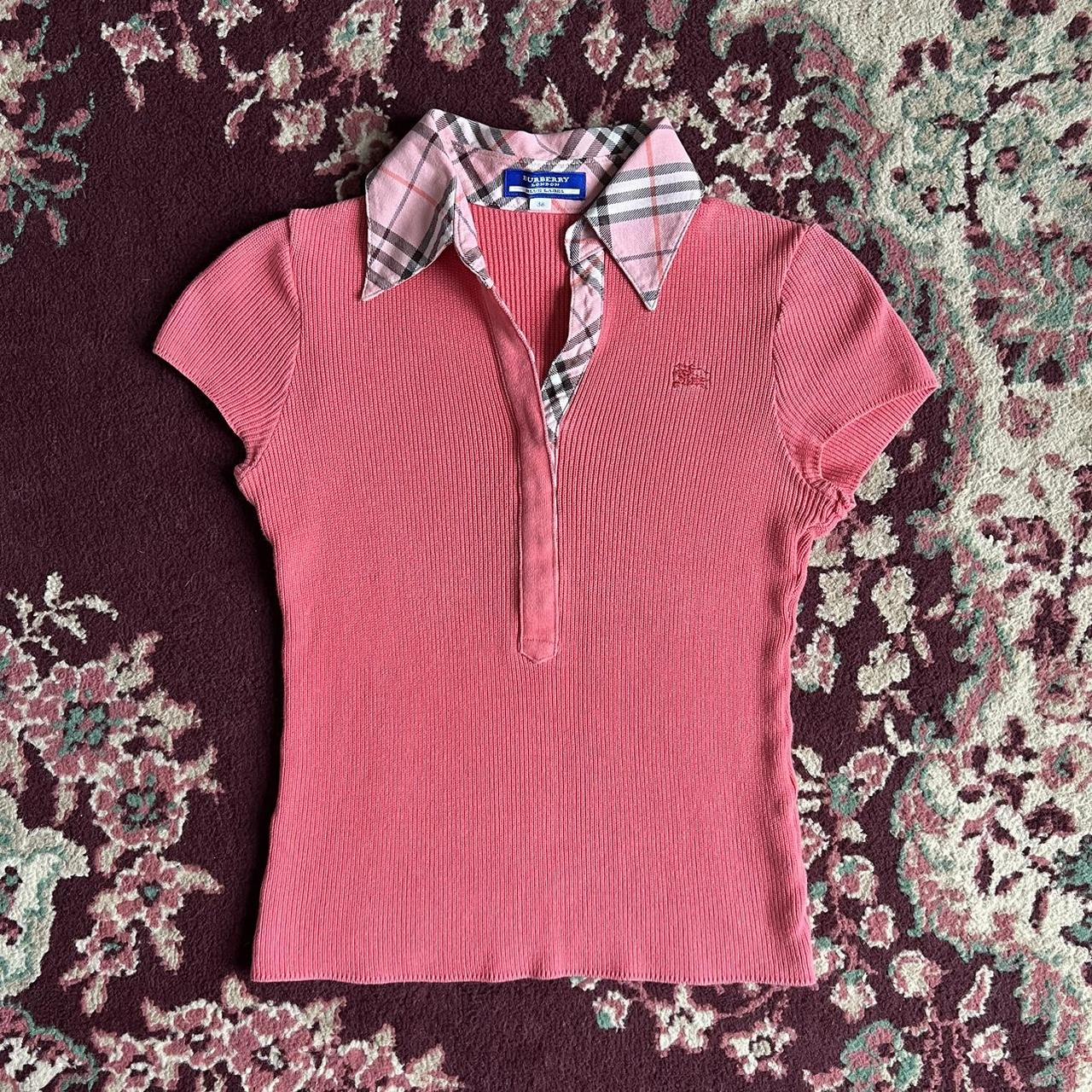 burberry-women-s-pink-polo-shirts-depop