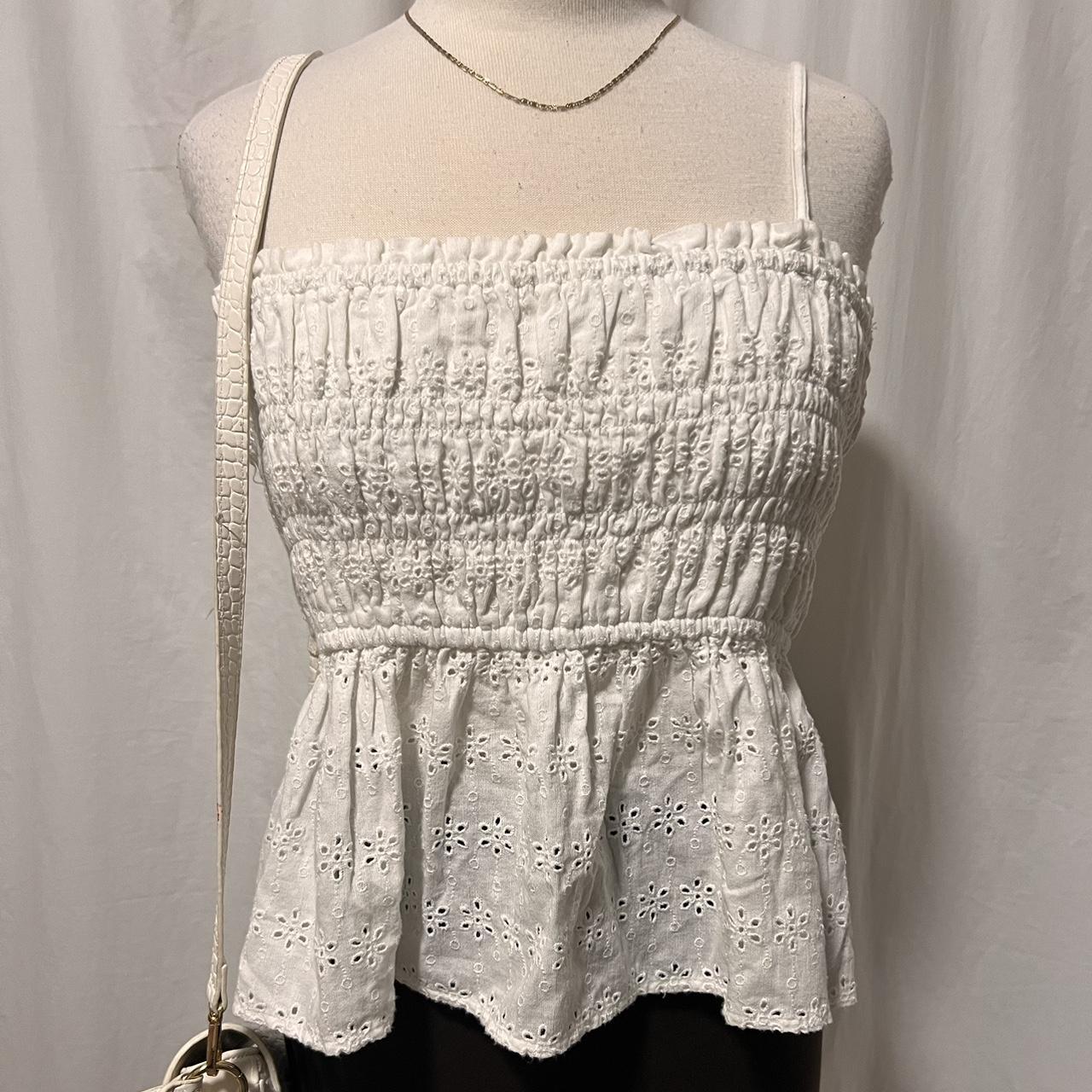 American Eagle Outfitters Women's White Crop-top | Depop