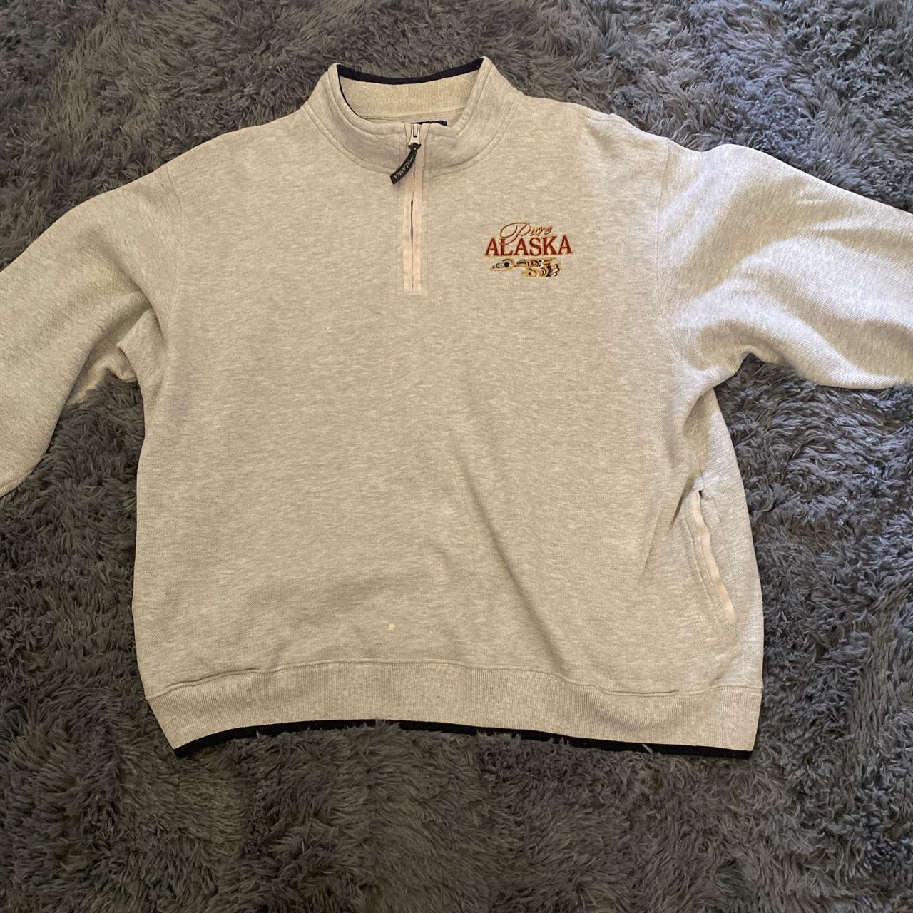 White Vintage Pure Alaska Quarter Zip - Depop