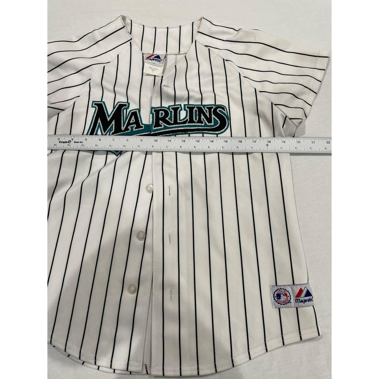 Miami Marlins 2000s pinstripe jersey. Youth L, fits - Depop