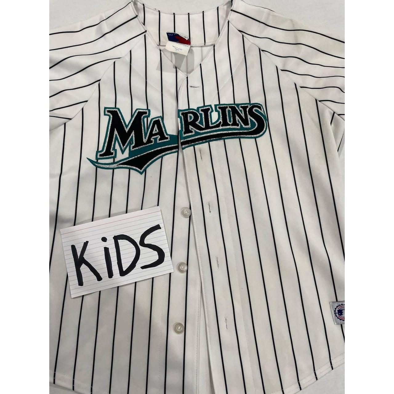 Miami Marlins 2000s pinstripe jersey. Youth L, fits - Depop