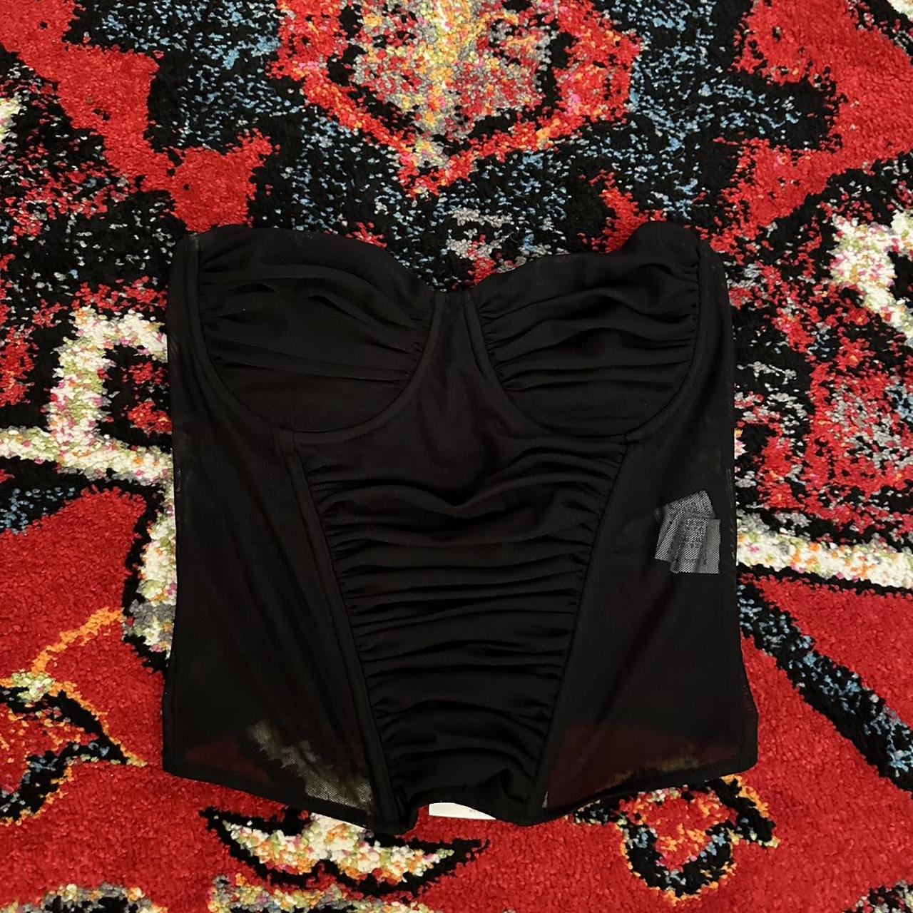 Zara Black Tulle Mesh Corset Bustier Brand new with - Depop