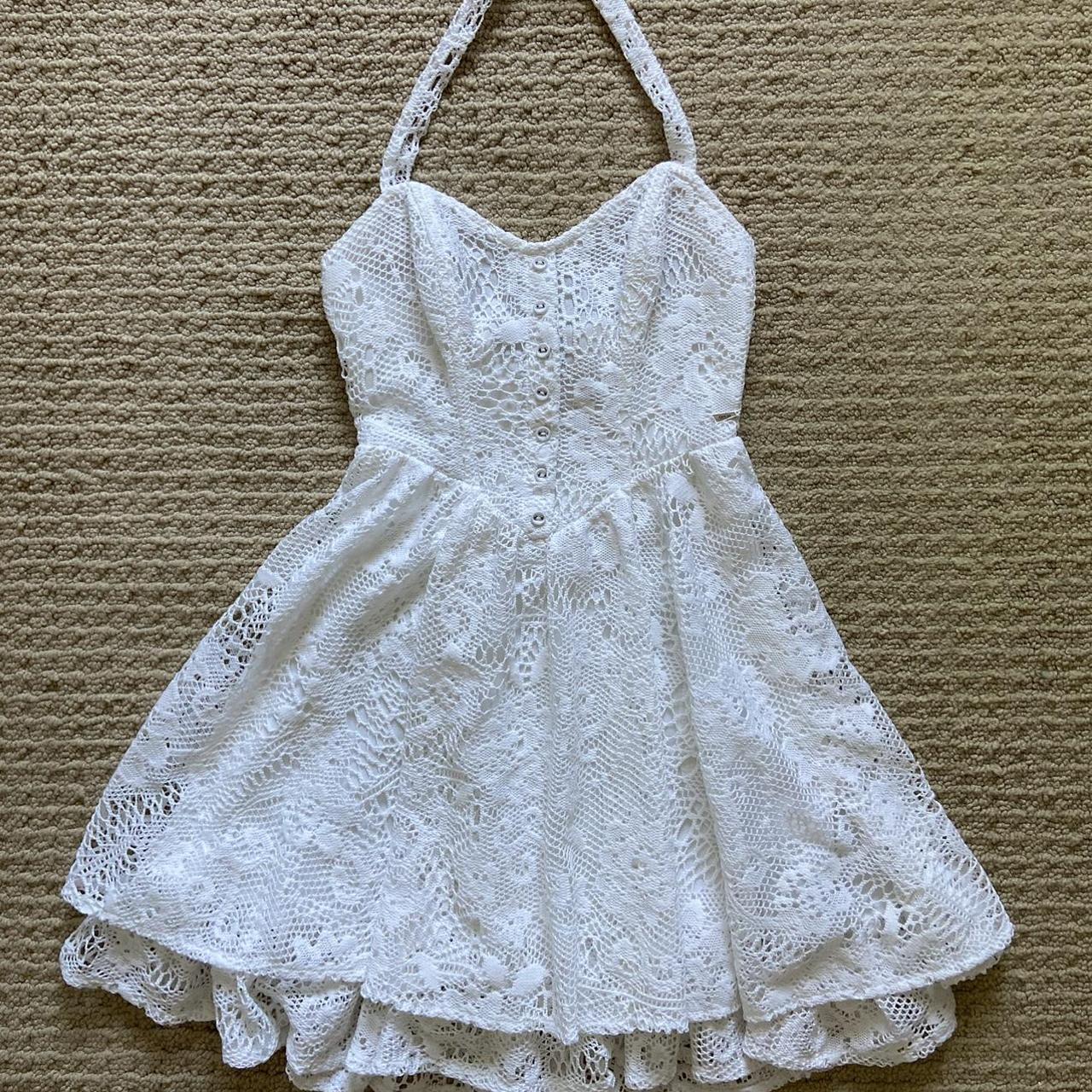 vintage y2k guess lace corset halter dress size... - Depop