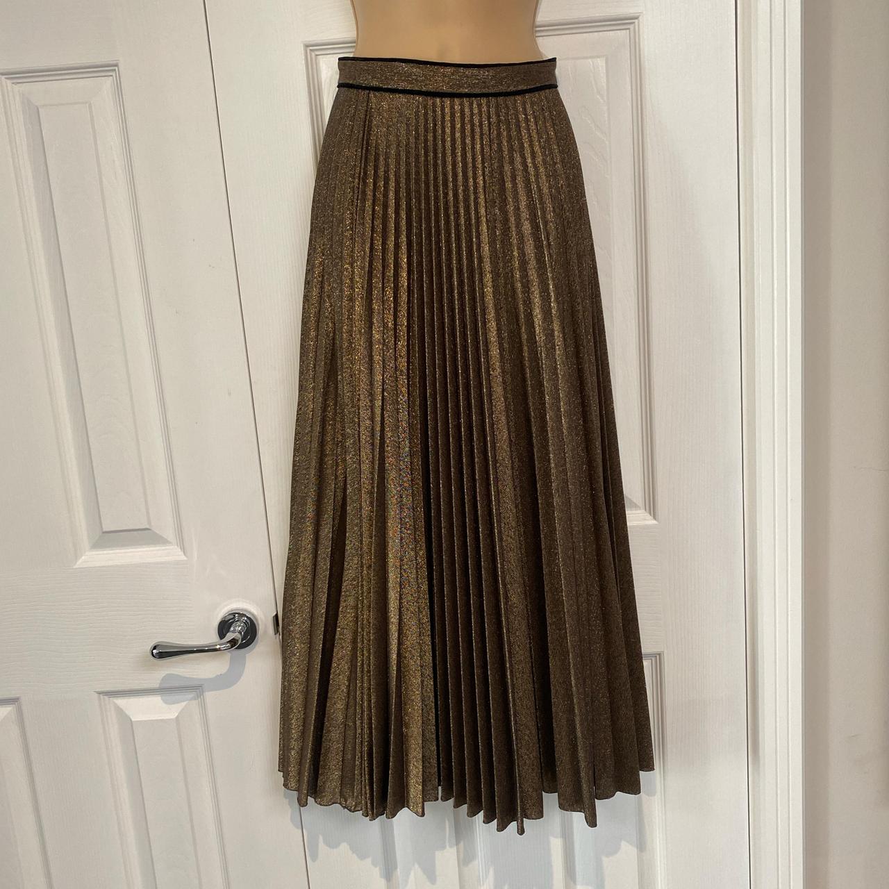 Gold pleated midi skirt zara best sale