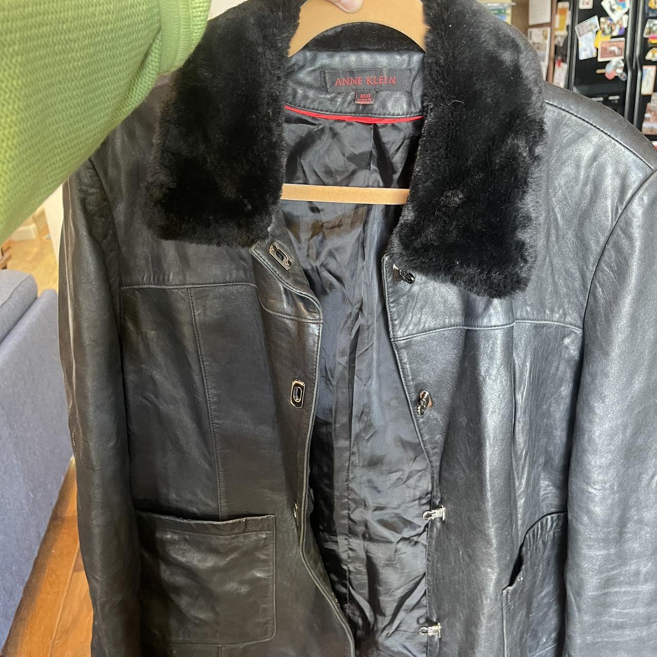 Vintage Leather jacket Ann Klein - Depop
