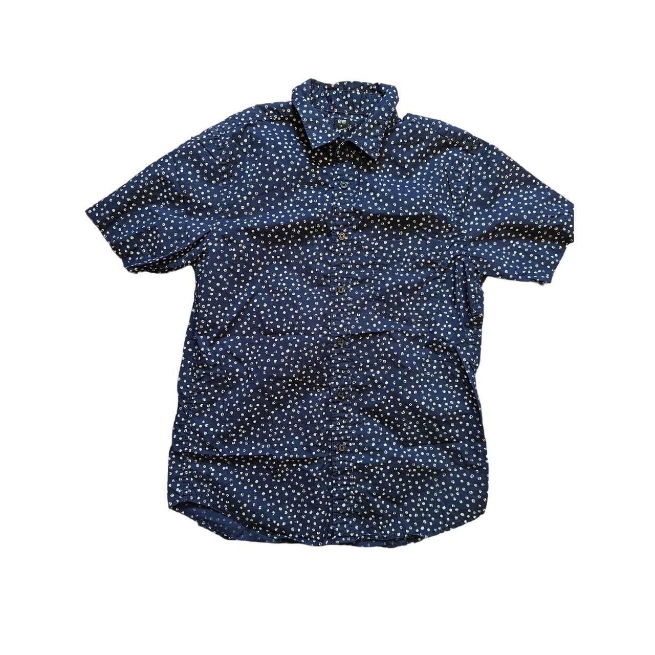 Uniqlo Shirt Men's Navy Polka Dot Cotton Button Depop