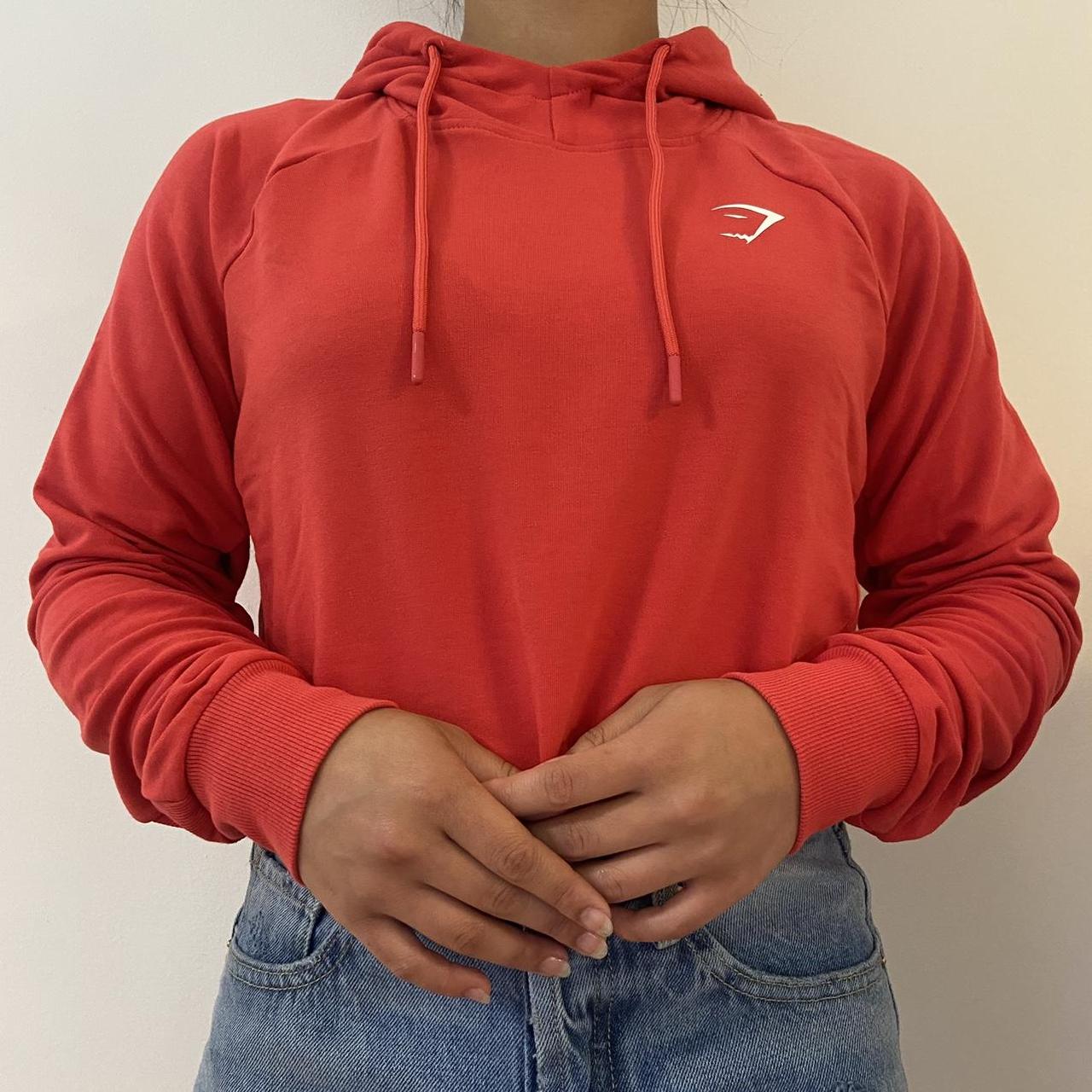 GYMSHARK CROPPED RED HOODIE, Size: S, Free