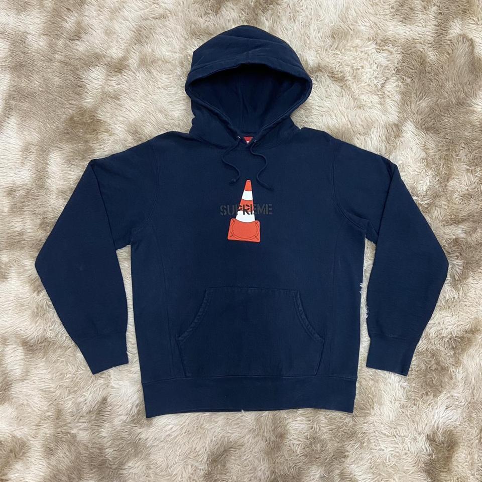 Supreme Traffic Cone Hoodie size Medium. Navy blue... - Depop