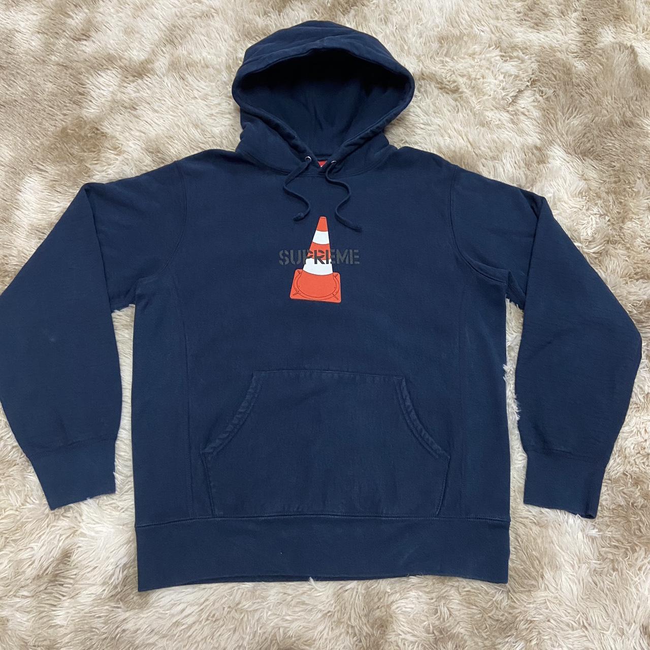 Supreme Traffic Cone Hoodie size Medium. Navy blue... - Depop