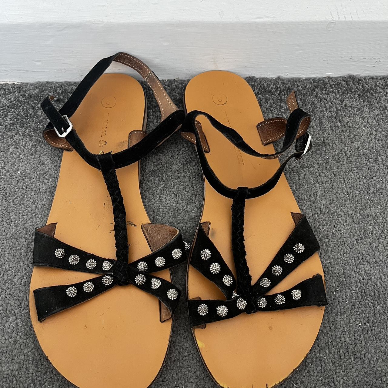 Black flat sandals size 8 Urban outfitters Size... Depop