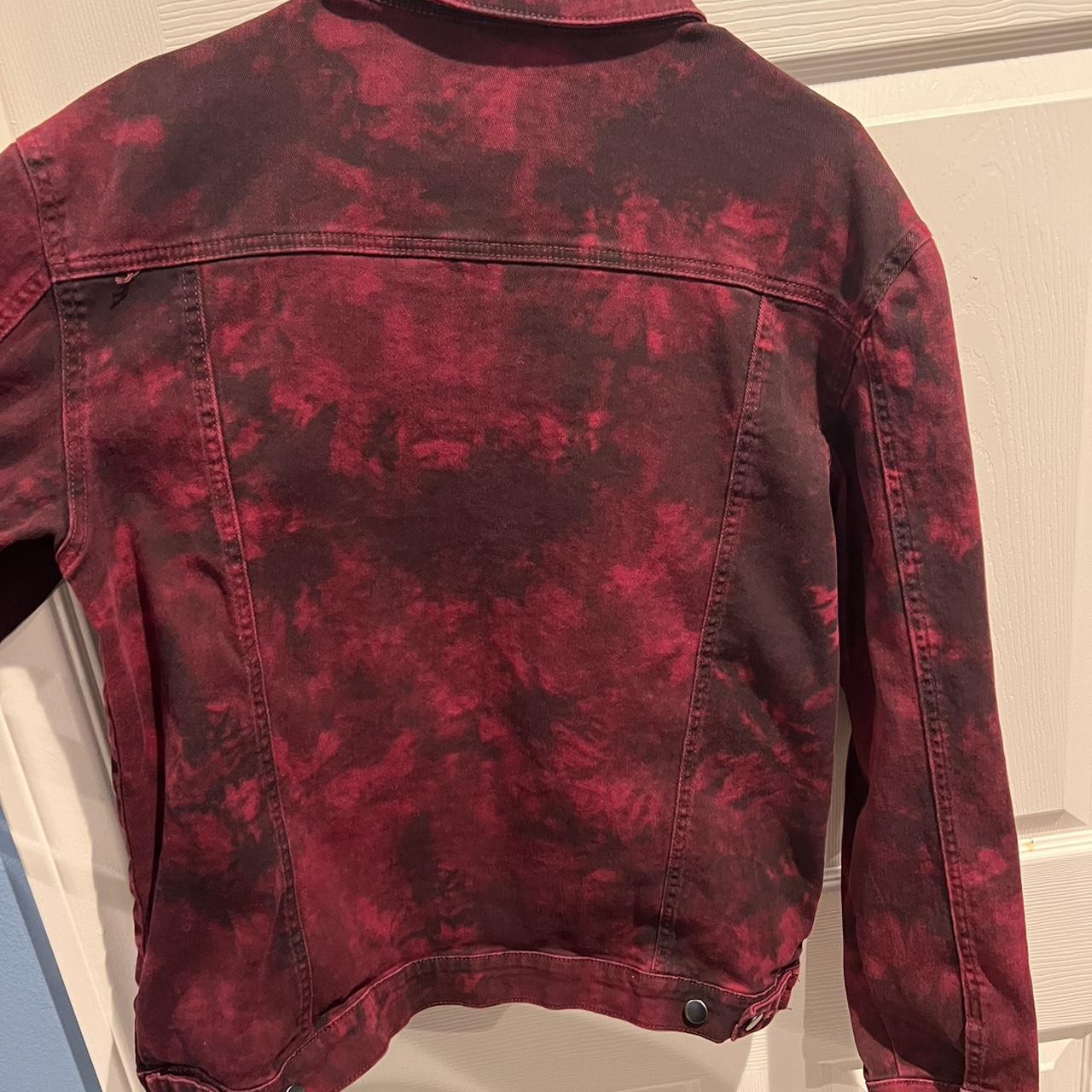 TIE DYE BLACK AND PINK DENIM JACKET SECOND HAND