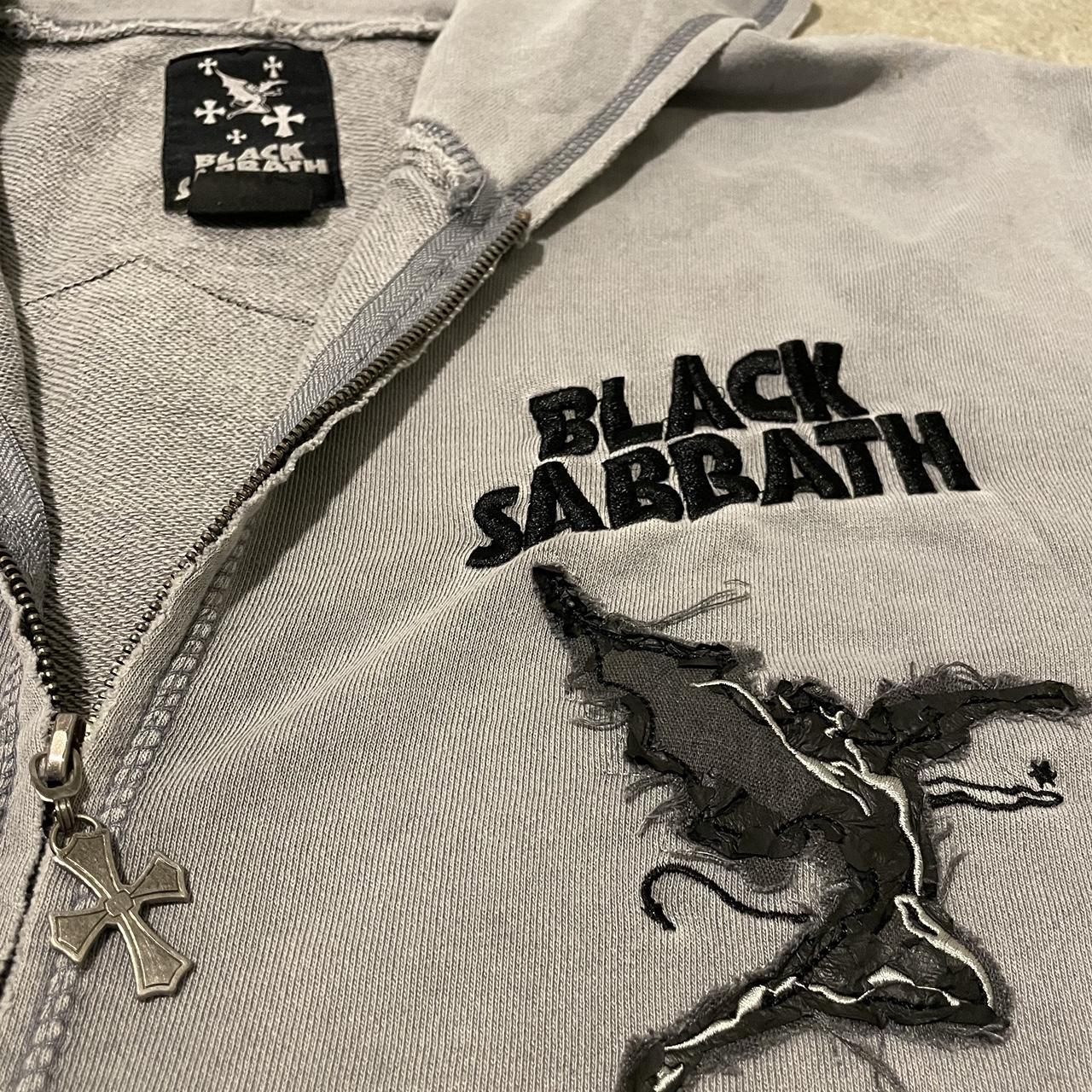 Black Sabbath Grey Zip-Up good Hoodie with Bl