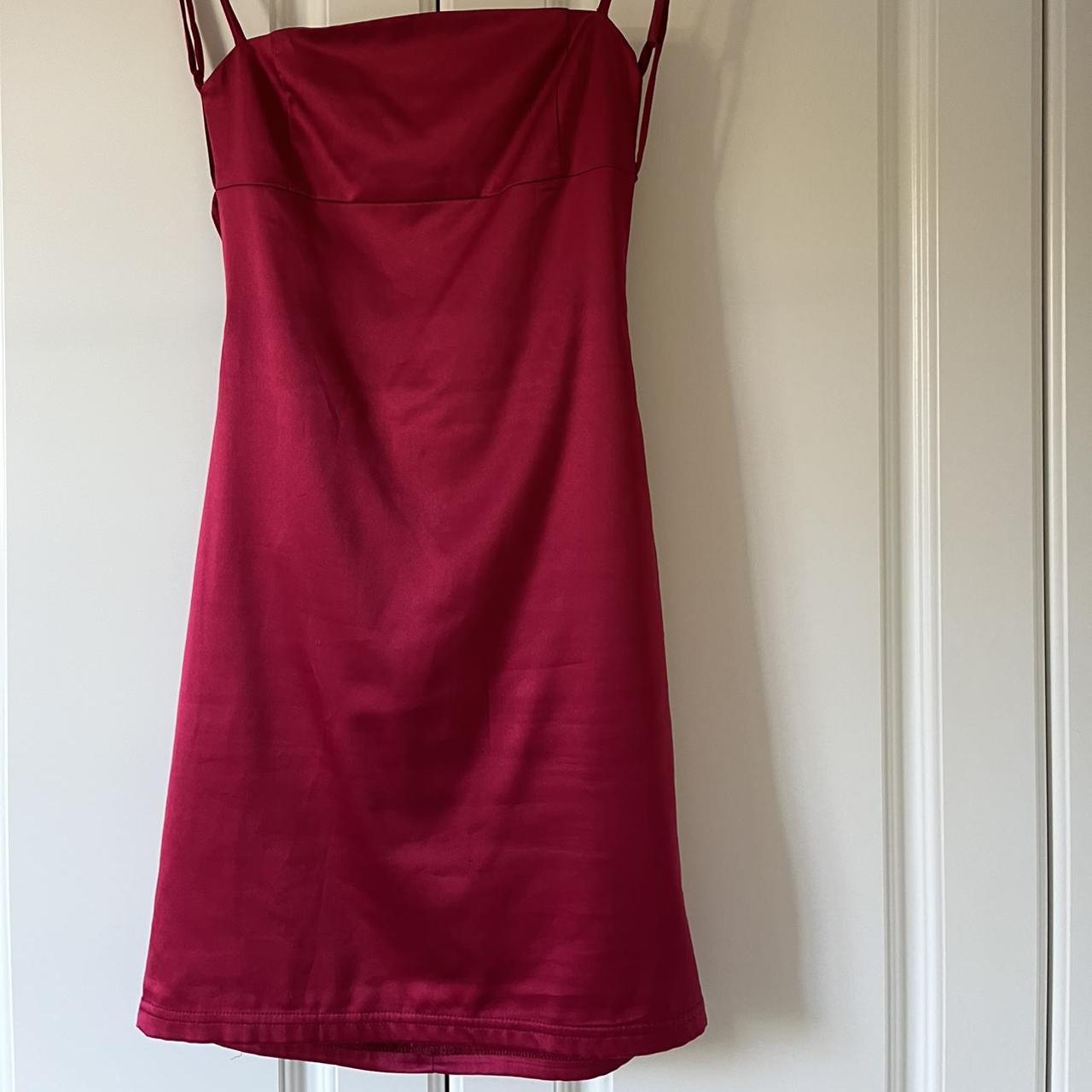Oh polly pink/ red satin bodycon dress - size 8 - Depop