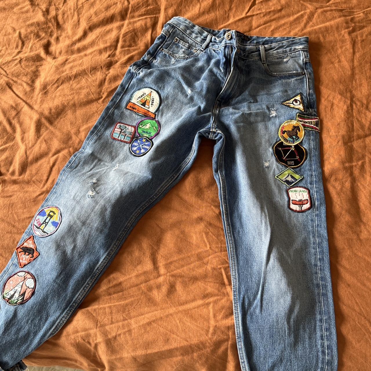 Zara jeans with adventure patches New Depop