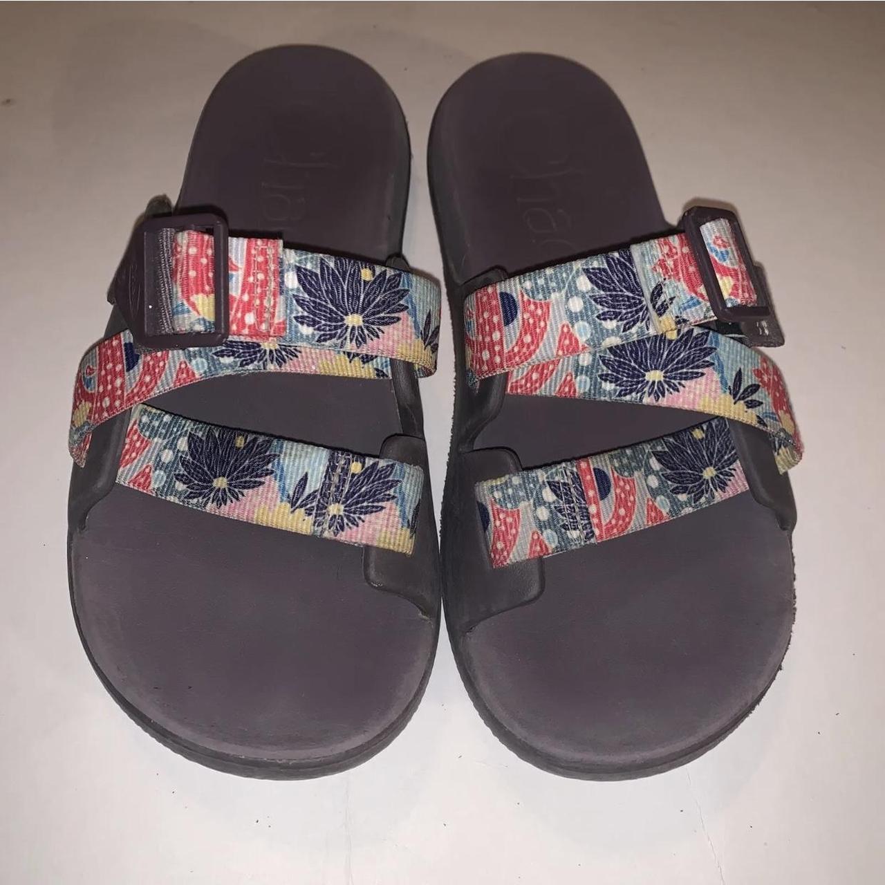 Chaco Chillos Slide Sandal Sparrow Purple Floral Depop