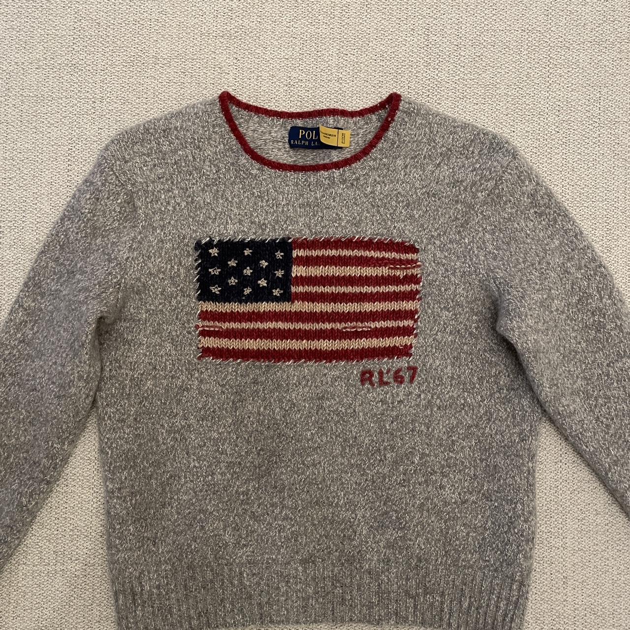 Super cute Ralph Lauren flag sweater. Tagged as an S... - Depop