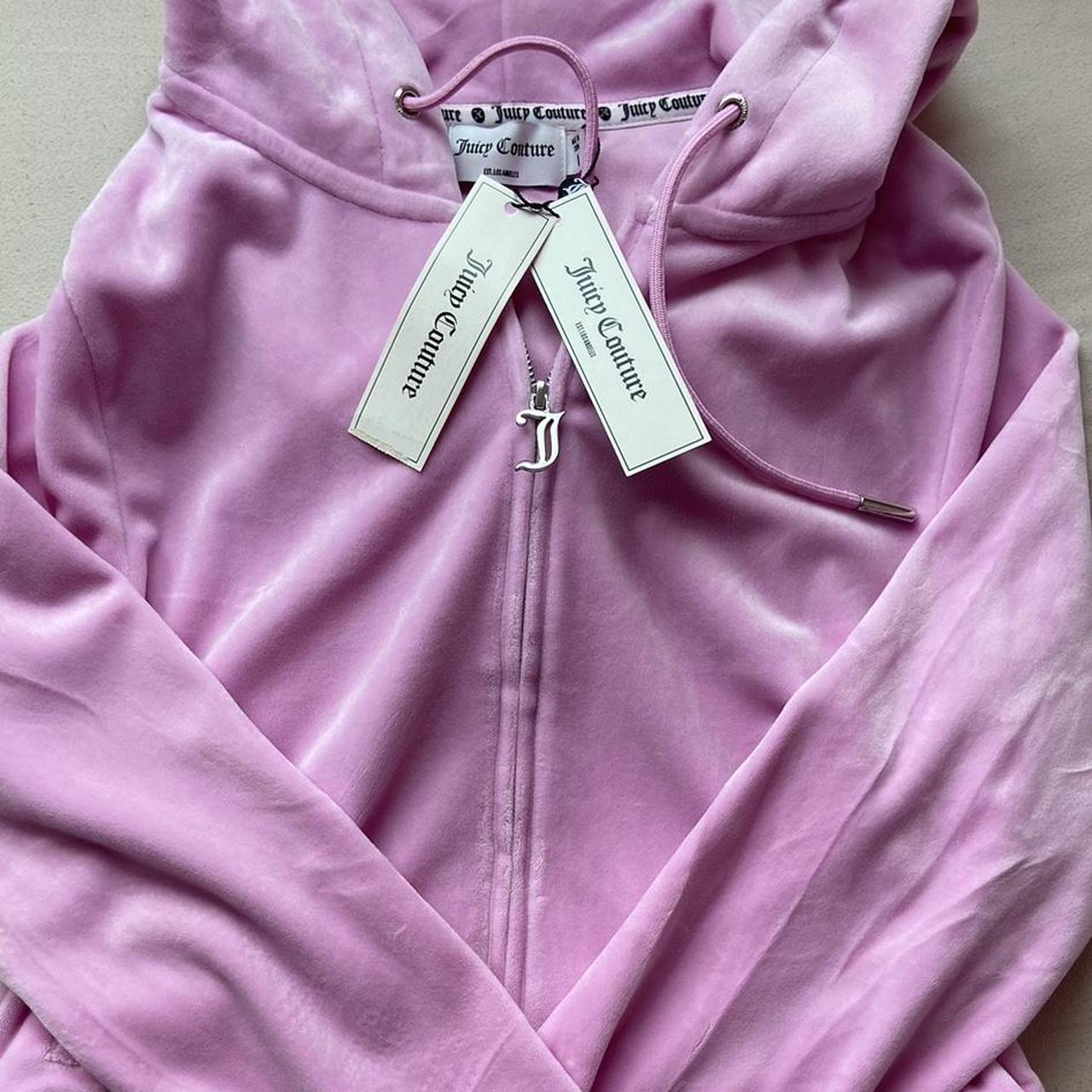Juicy Couture Women's Pink and Silver Hoodie | Depop