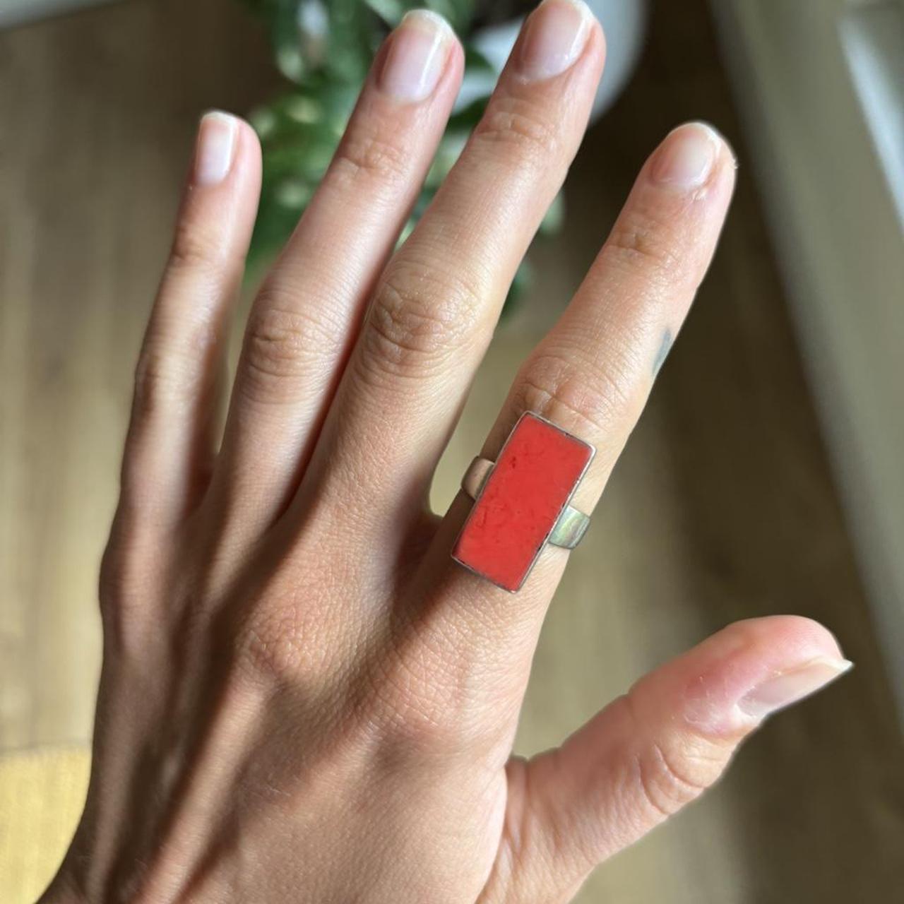 Women's Ring - Red/Multi – Silver ring from argen… - image 1