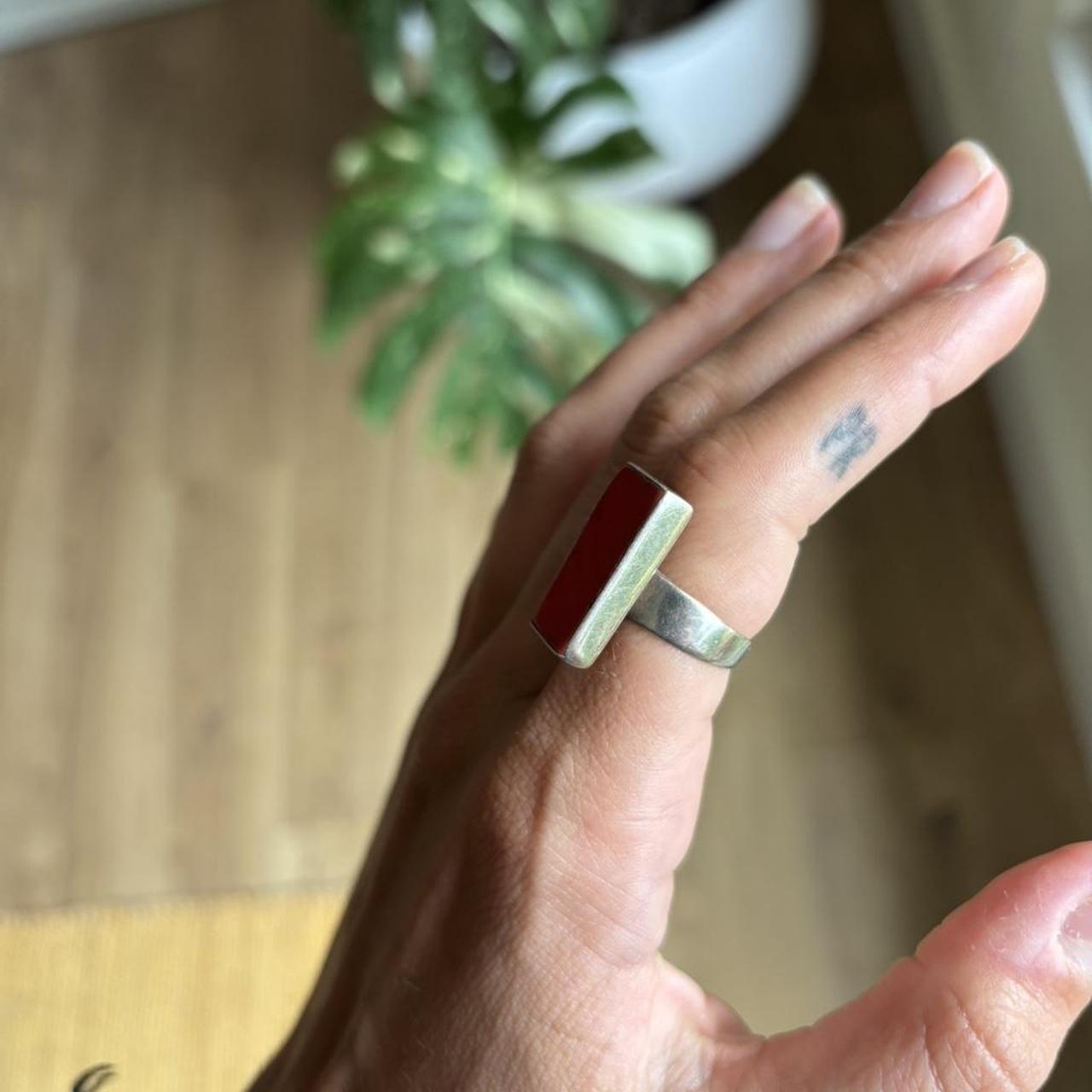 Women's Ring - Red/Multi – Silver ring from argen… - image 2