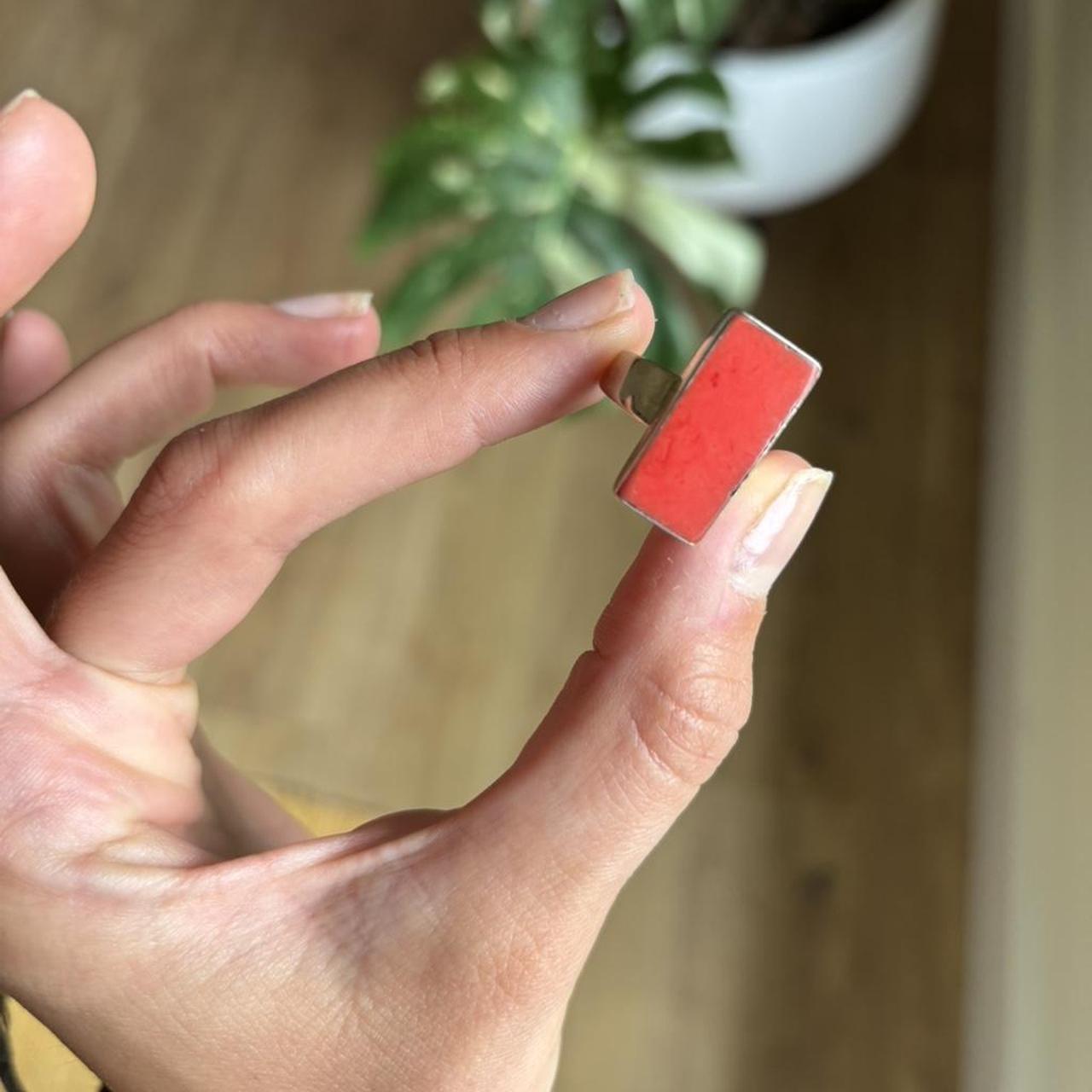 Women's Ring - Red/Multi – Silver ring from argen… - image 5