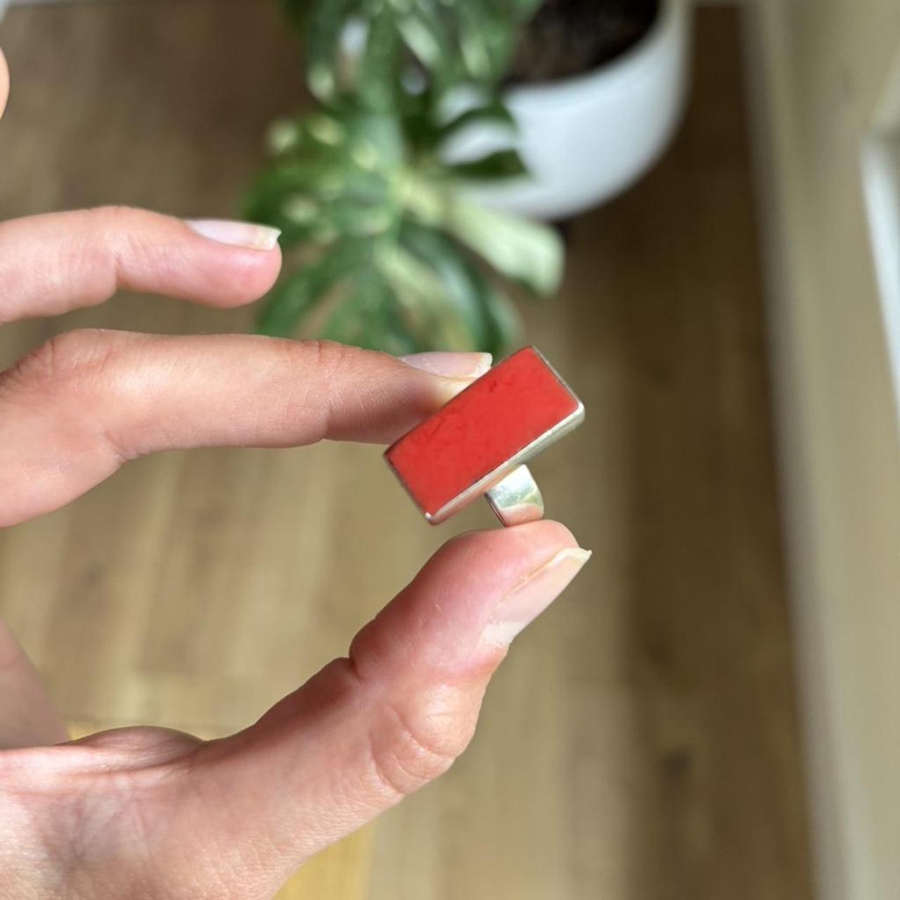 Women's Ring - Red/Multi – Silver ring from argen… - image 4