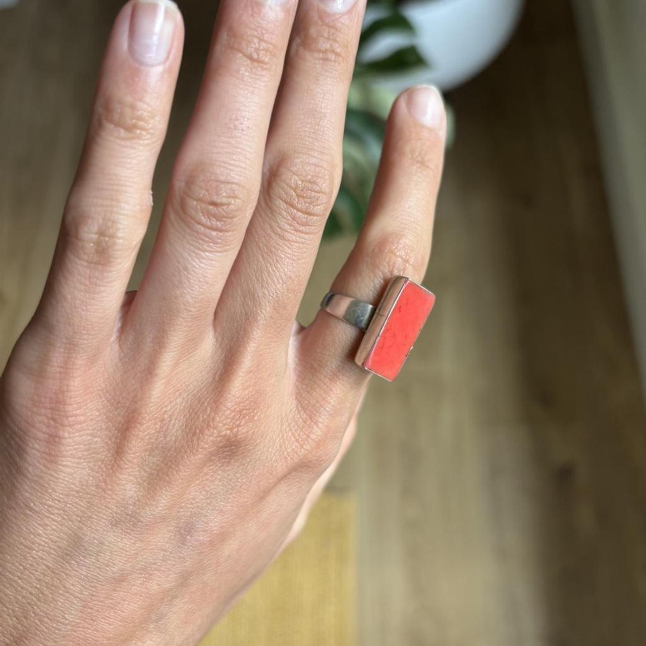 Women's Ring - Red/Multi – Silver ring from argen… - image 3