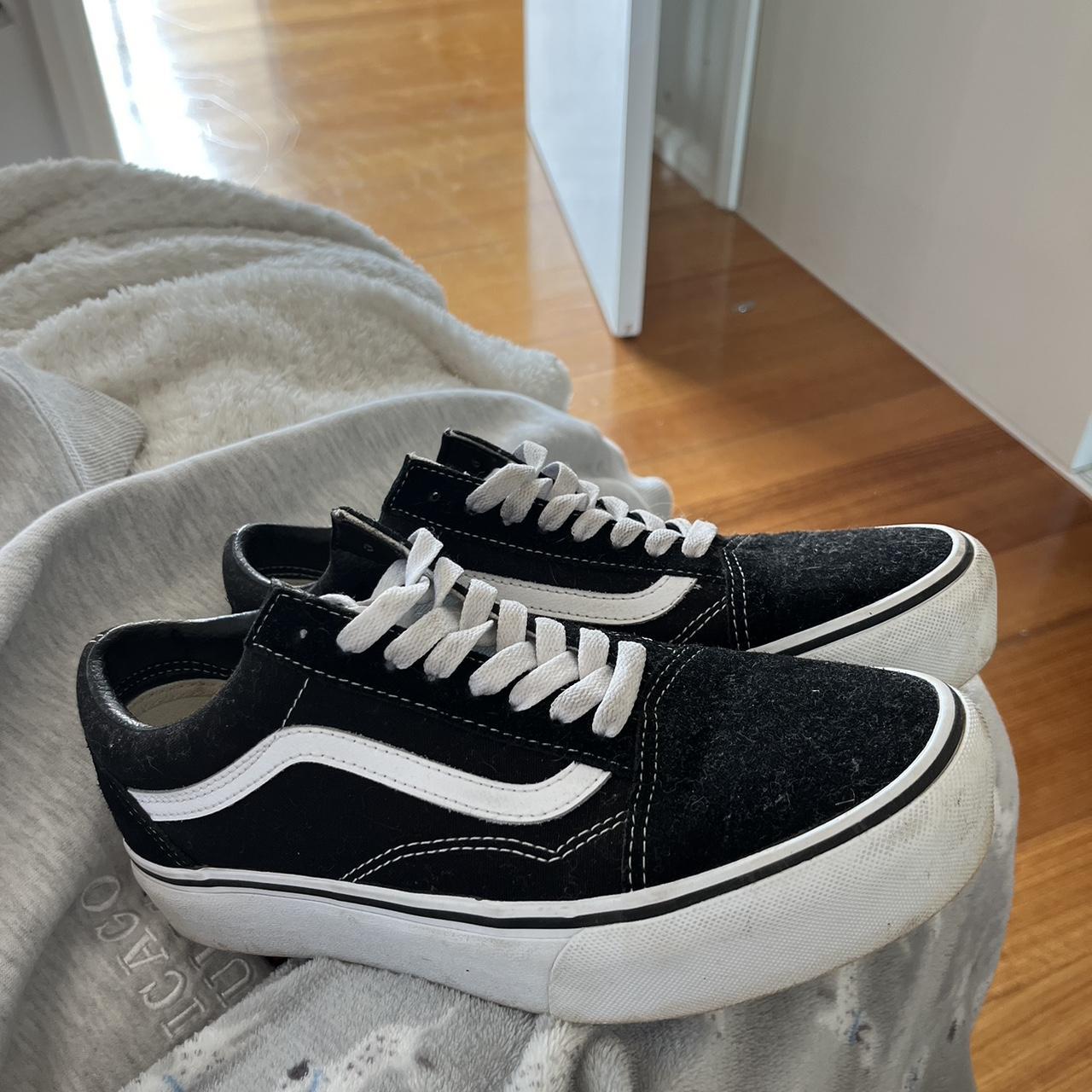OLD SKOOL PLATFORM VANS womens size 9.5 black. Depop