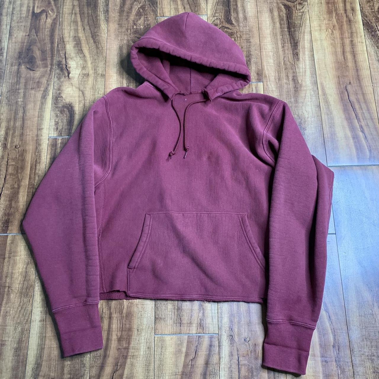 Vintage 90s camber reverse weave burgundy cropped... - Depop