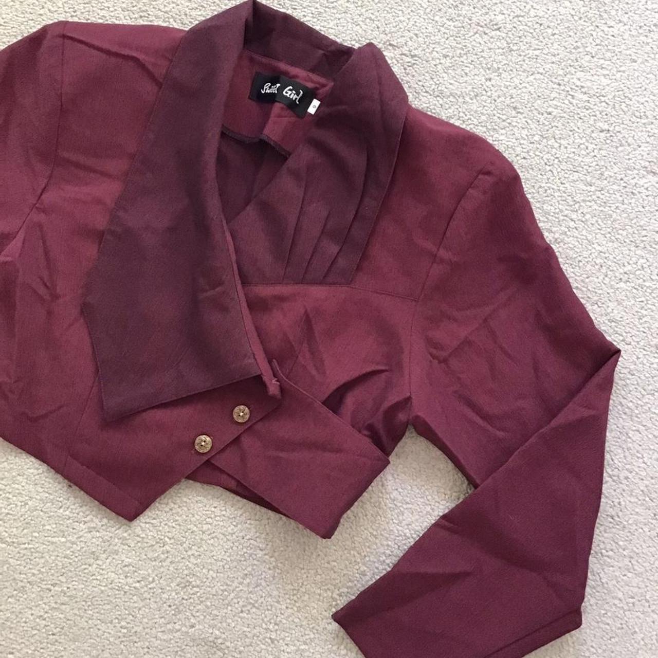 Burgundy High Waist Crop Trouser SUIT 2p Work Set... - Depop