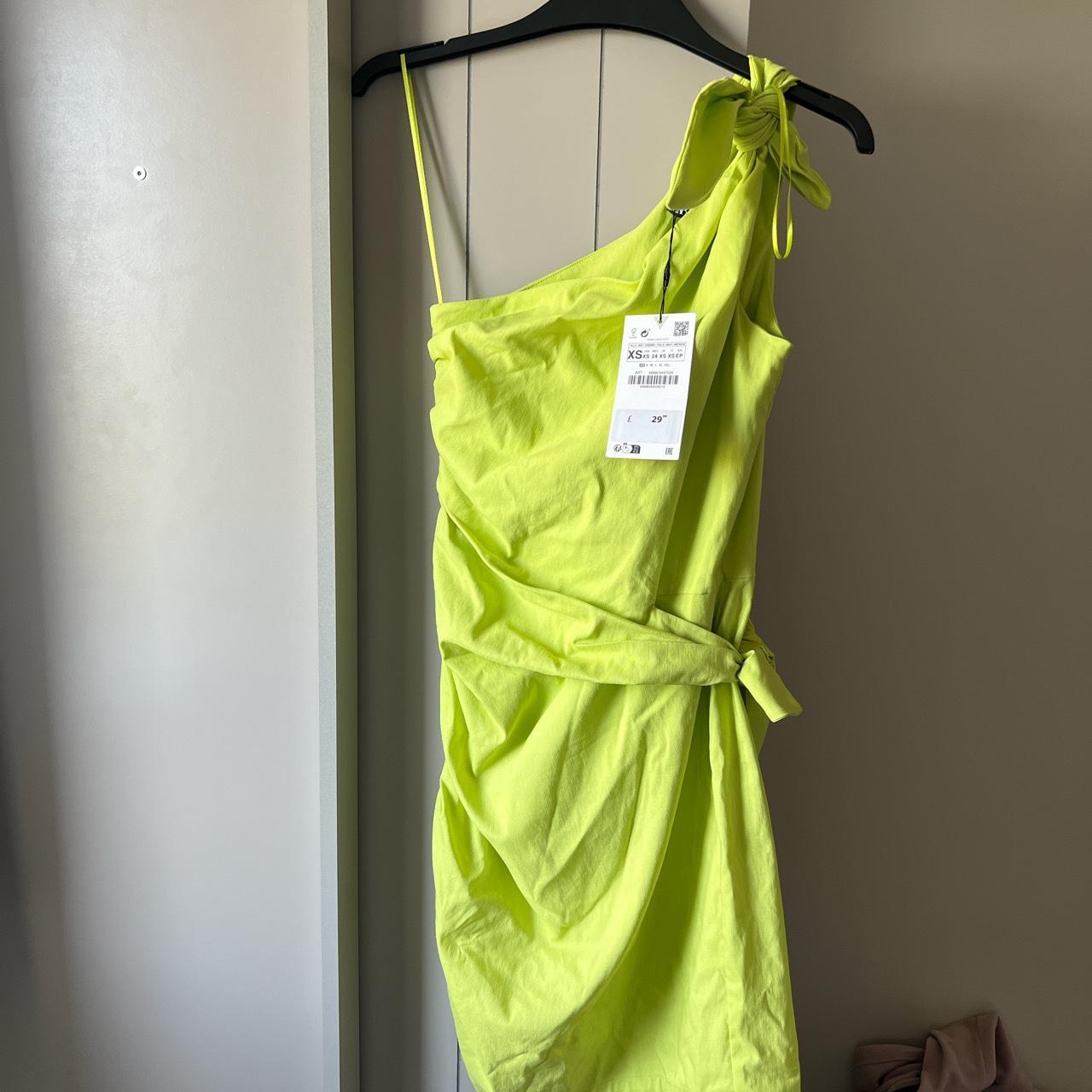 Zara lime green asymmetric dress Tie