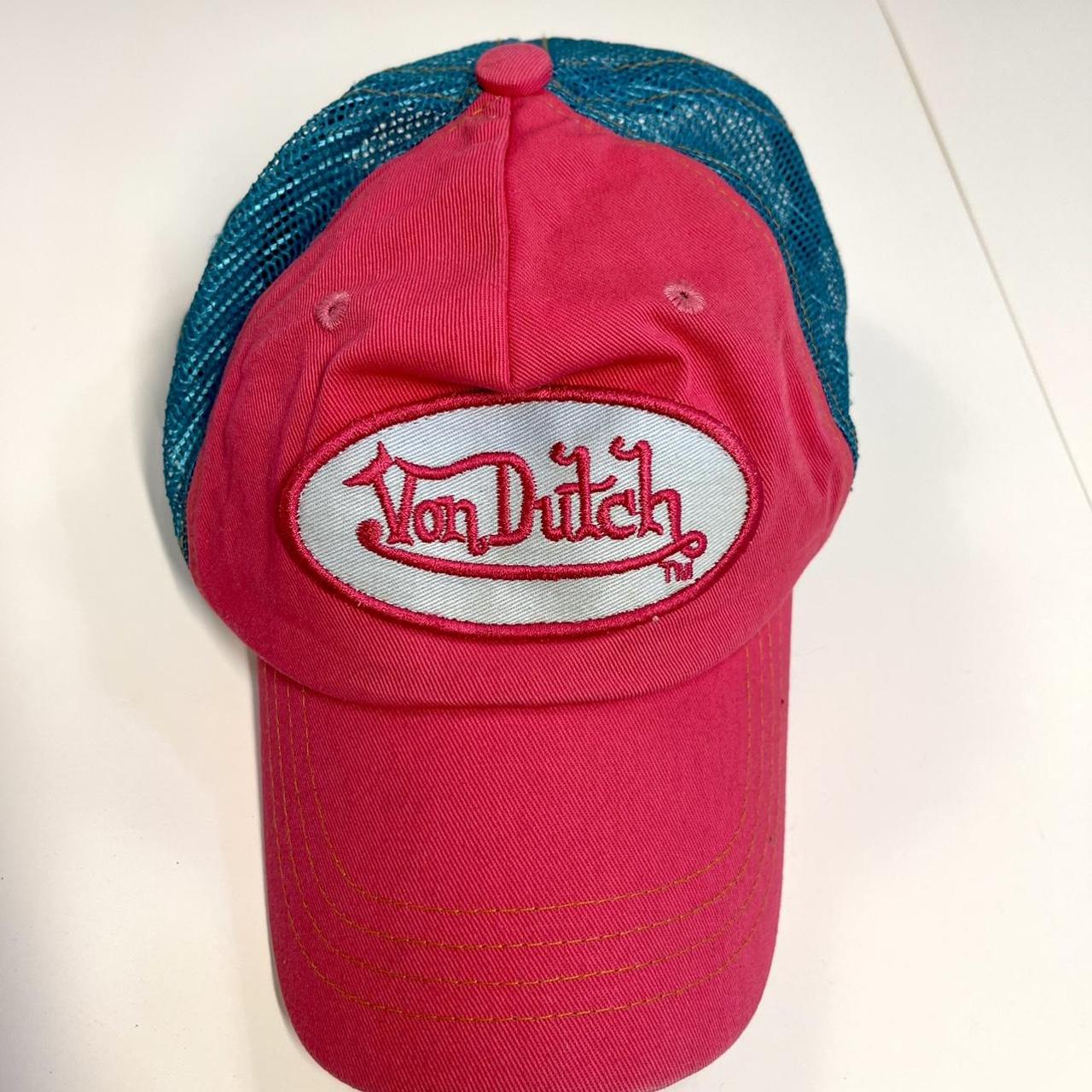 Von Dutch Women's Blue and Pink Hat | Depop