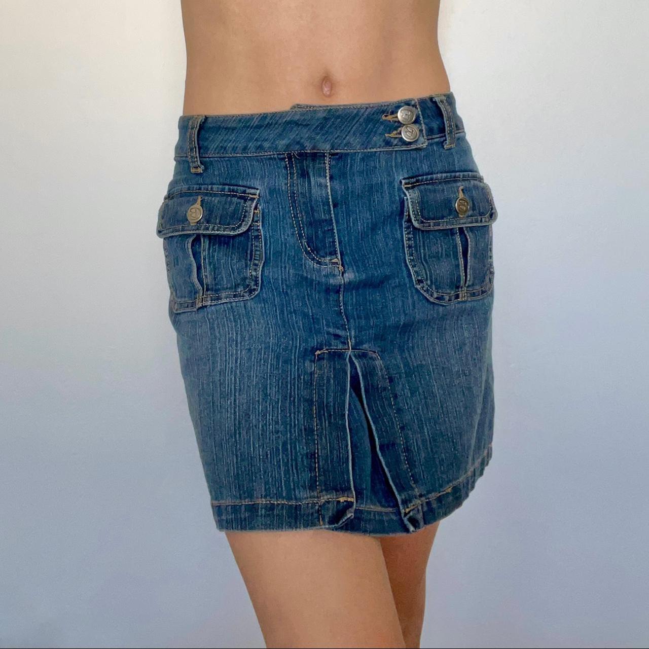 Blue epic 90s denim mini skirt Such an amazing... - Depop
