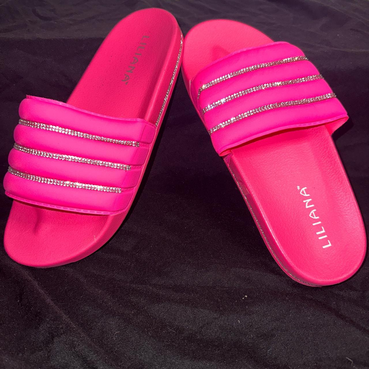 Lillian Rose Women's Pink and Silver Slides