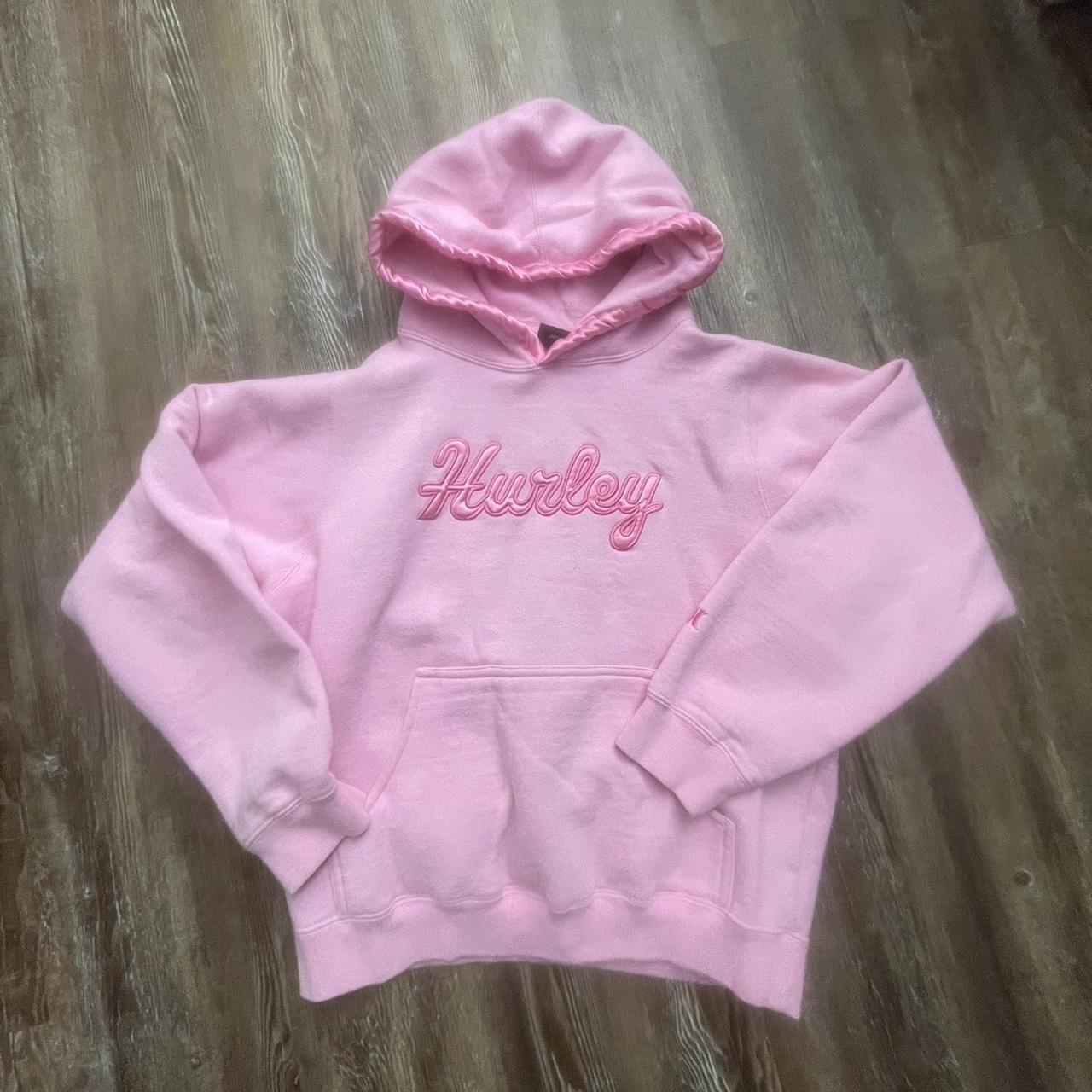 Vintage Pink Y2K Hurley Spellout Women’s Hoodie Size M - Depop