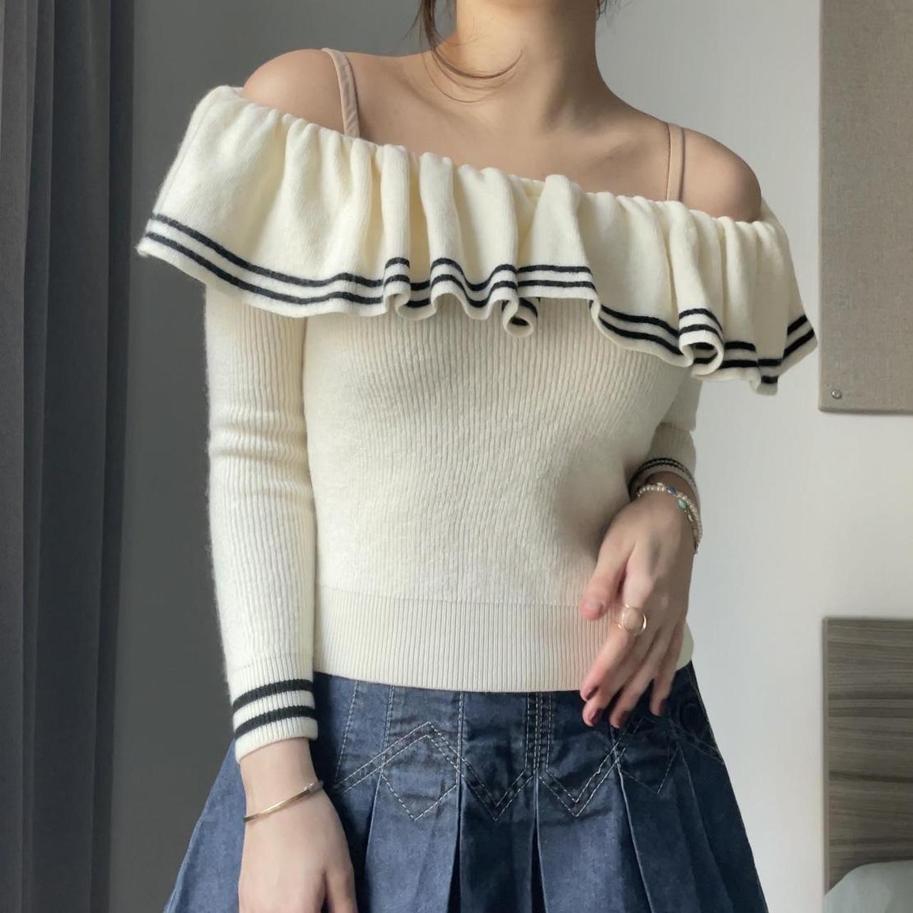 Miss Sixty top sweater jumper off-shoulder wool mesh... - Depop