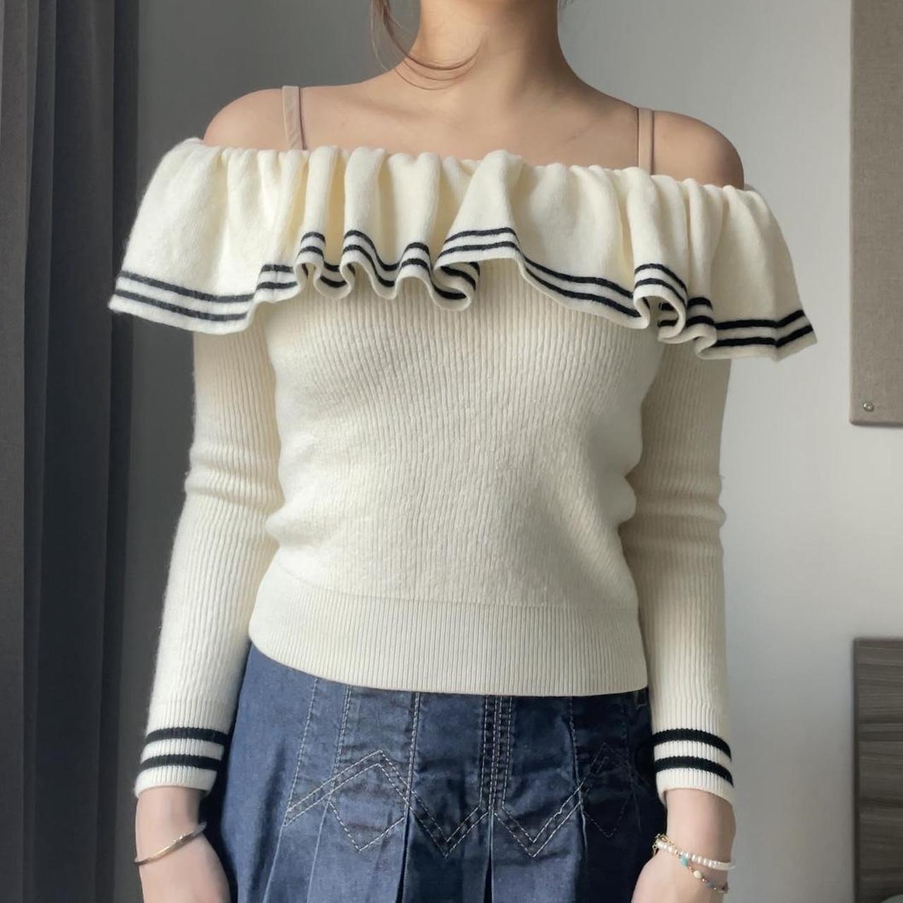 Miss Sixty Top Sweater Jumper Off-shoulder Wool Mesh - Depop