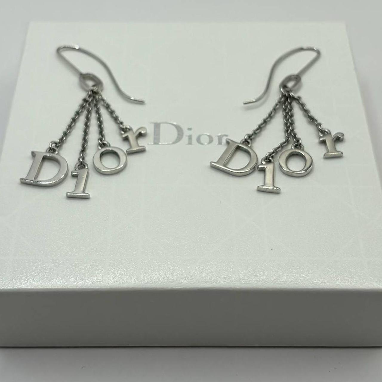 Dior earrings hanging letters silver chain vintage | Depop