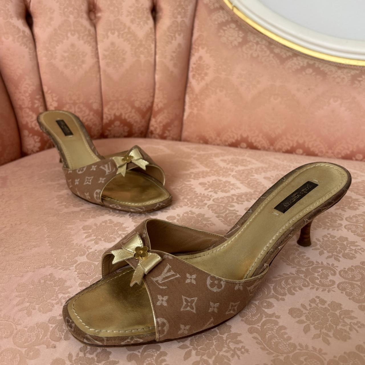Louis Vuitton mules shoes white pink heels Murakami | Depop