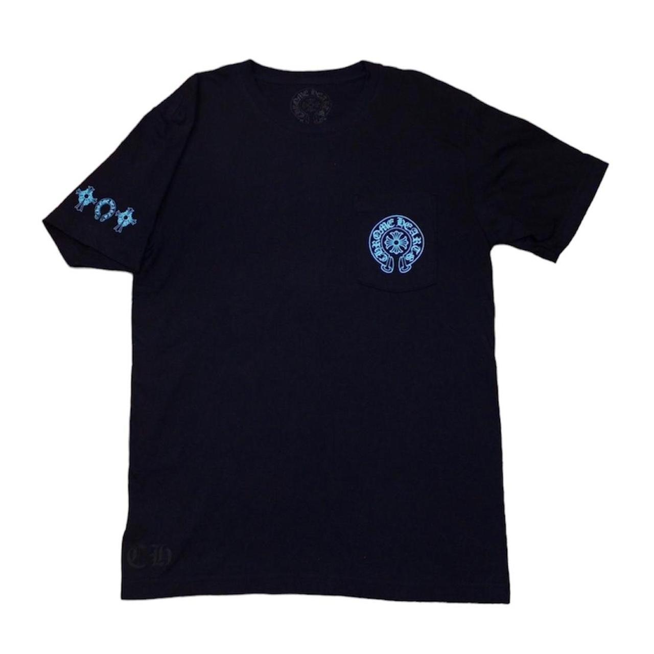 Chrome Hearts Men's Black and Blue T-shirt | Depop