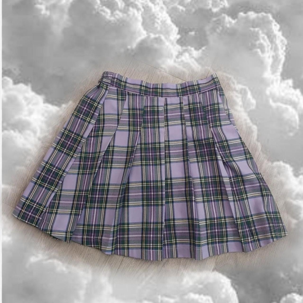 Purple plaid skirt about a size 8 Depop