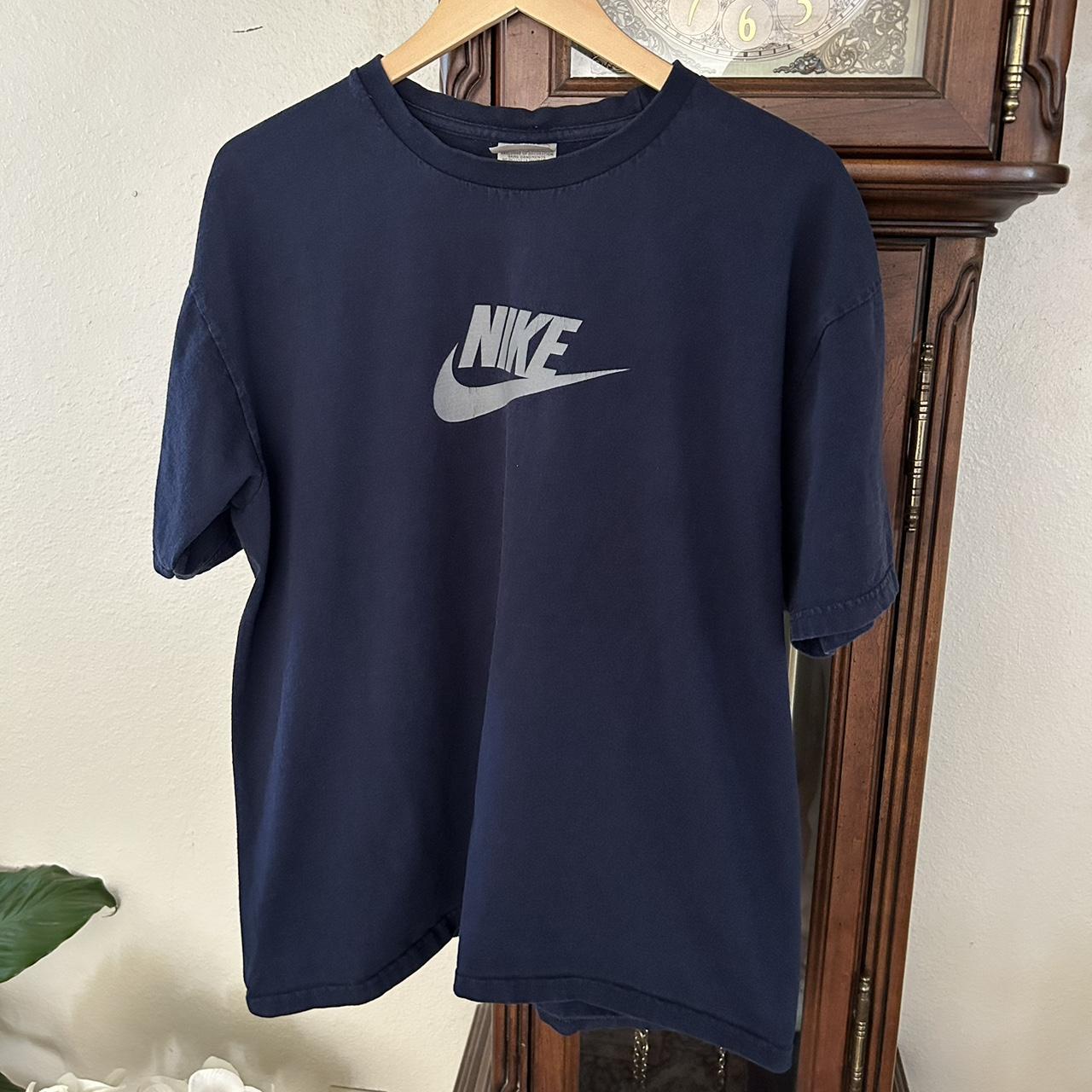 Nike Men's Navy and Grey T-shirt | Depop