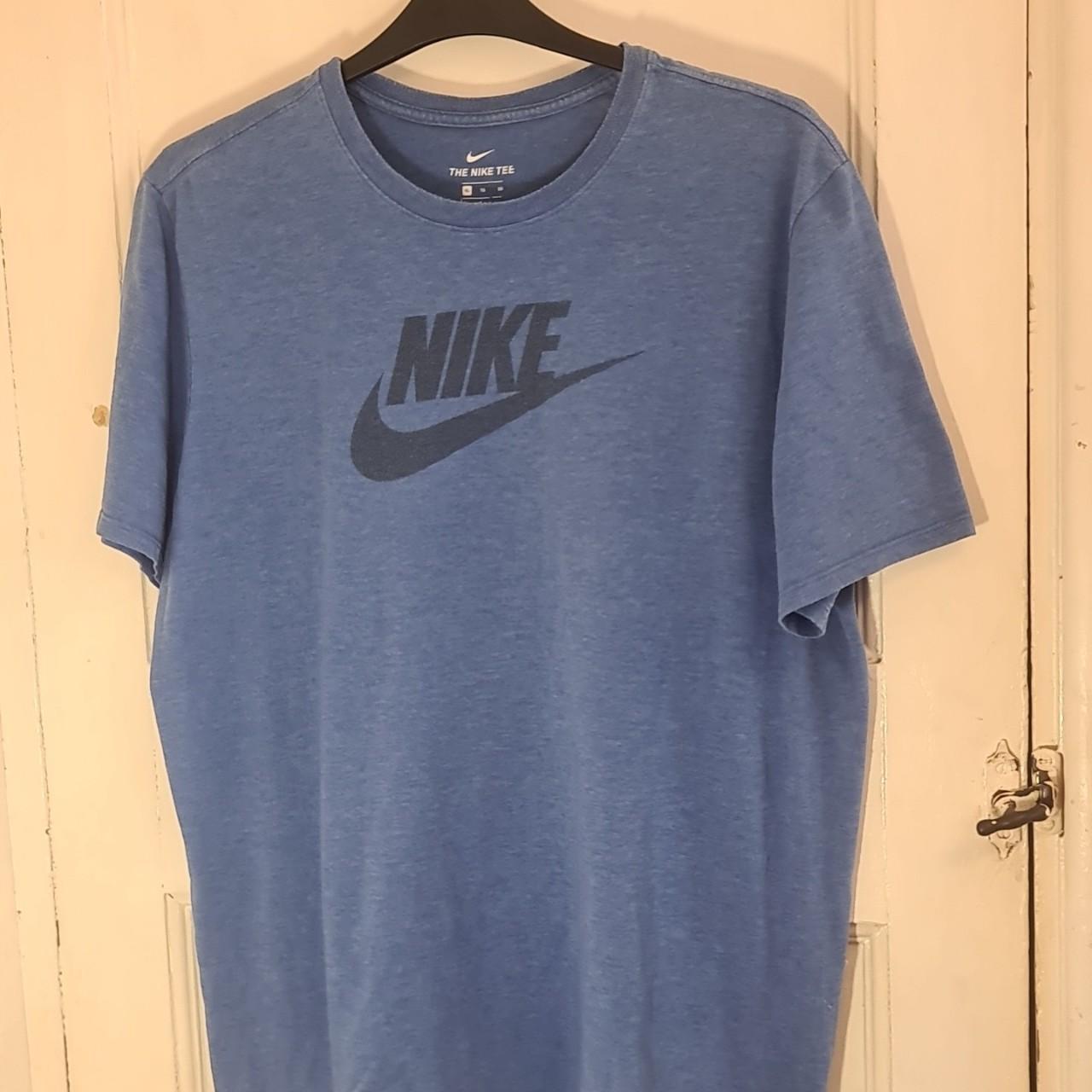 Vintage Nike Swoosh Big Logo T Shirt XL Blue Tick... - Depop