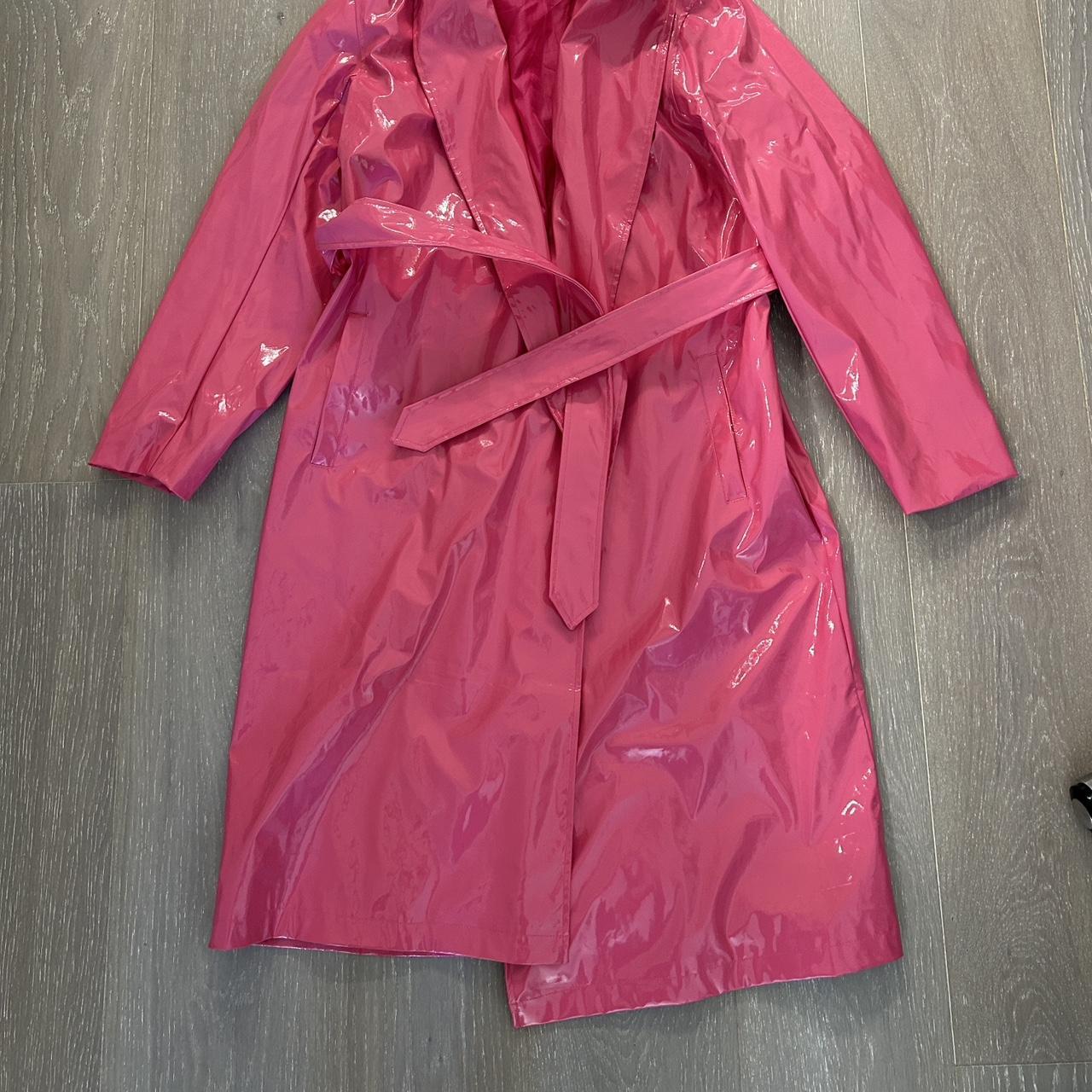 Threadbare val pink vinyl PVC shiny trench coat Mac... - Depop