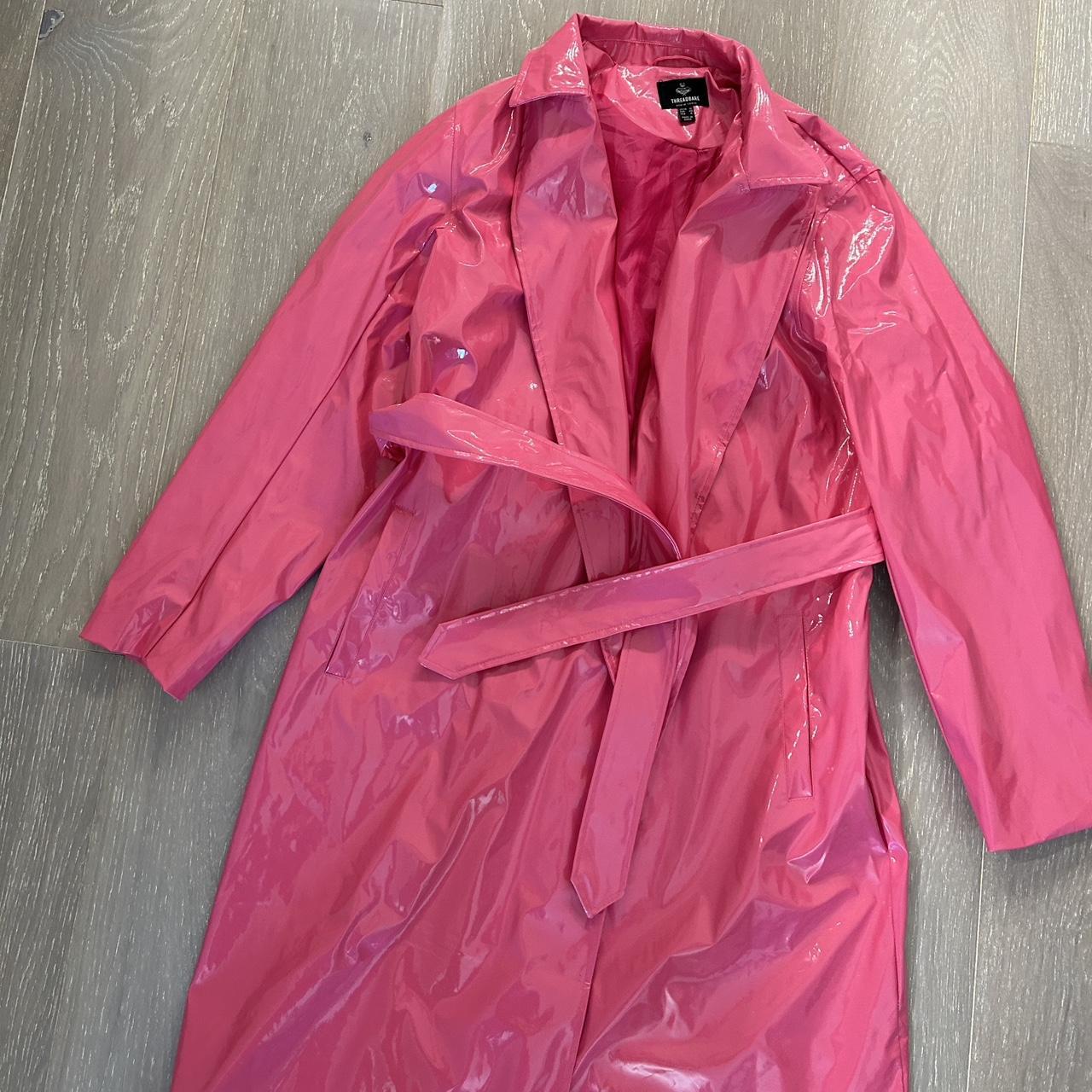 Threadbare val pink vinyl PVC shiny trench coat Mac... Depop