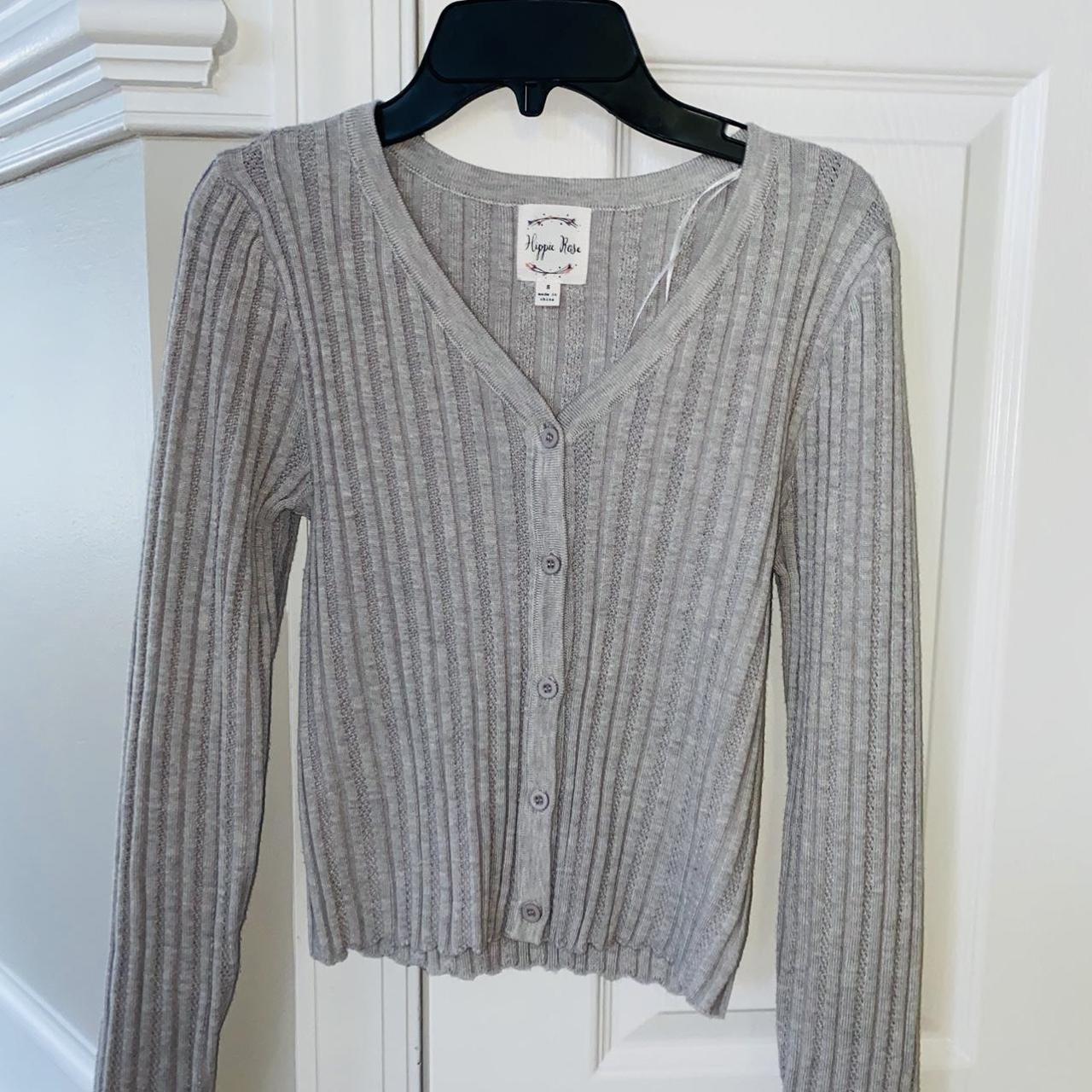 Trendy grey knit cardigan!! Brandy Melville... - Depop