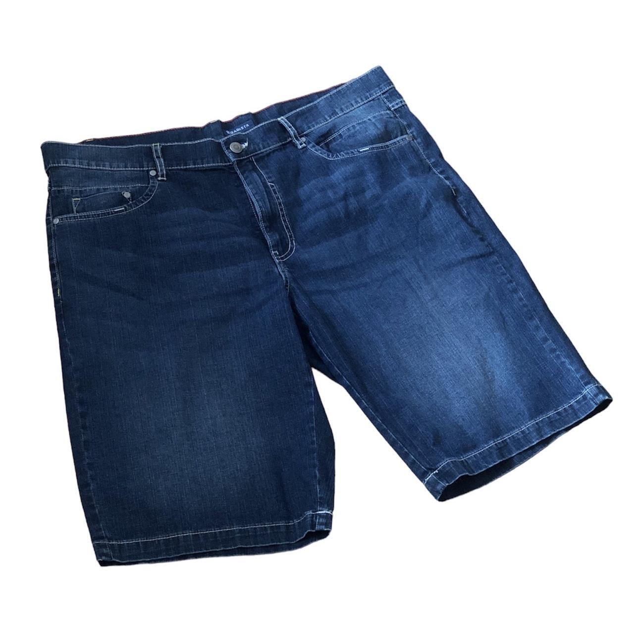Denim lightweight baggy jorts / long shorts with... - Depop