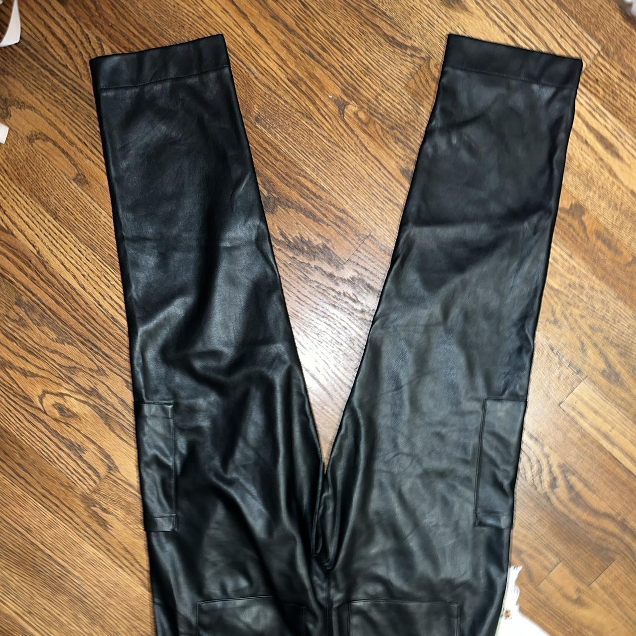 Faux Leather Straight Leg Trousers With Split Hem - Blush Boutique