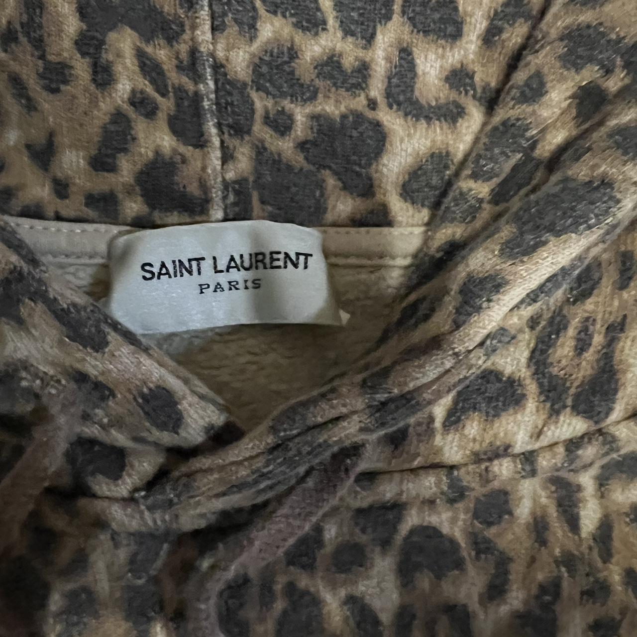 Saint Laurent Logo Hoodie Cheetah YSL Sz L 100%... - Depop